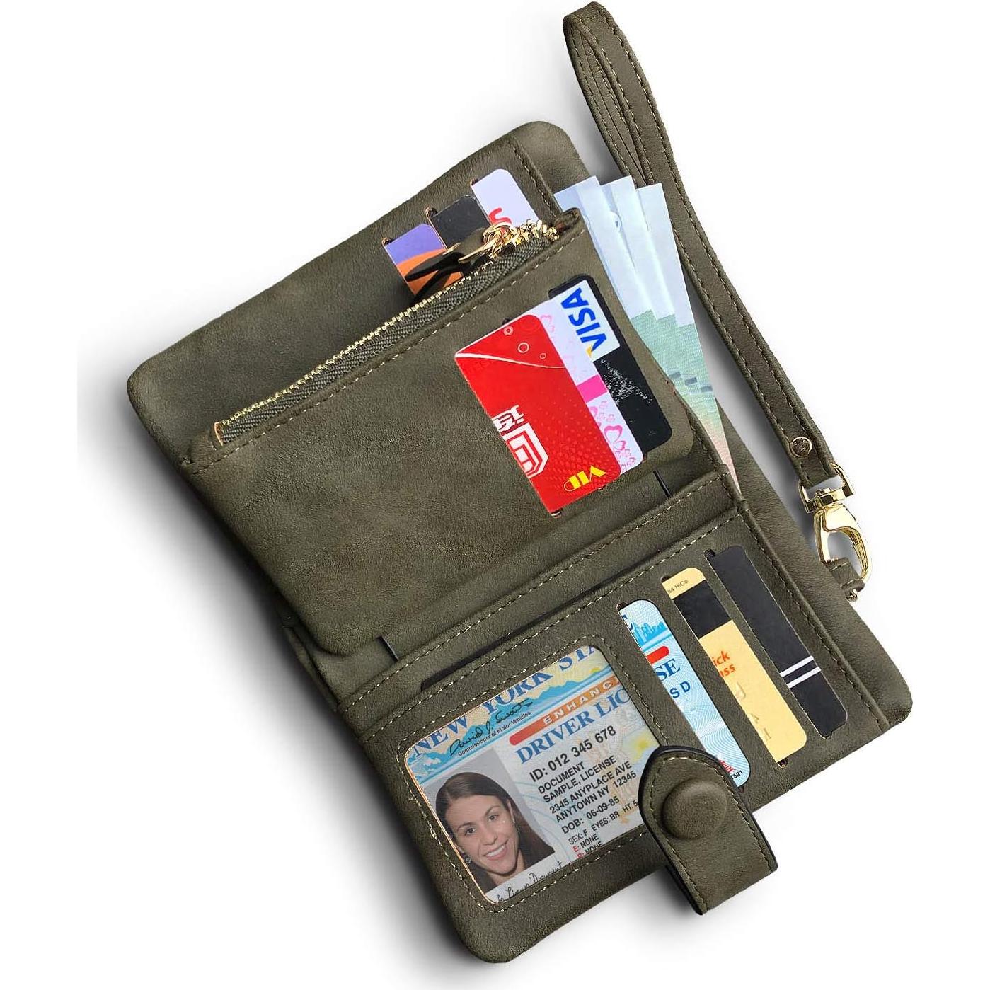 Cartera Bifold RFID de Cuero PU para Mujeres - 16 Ranuras