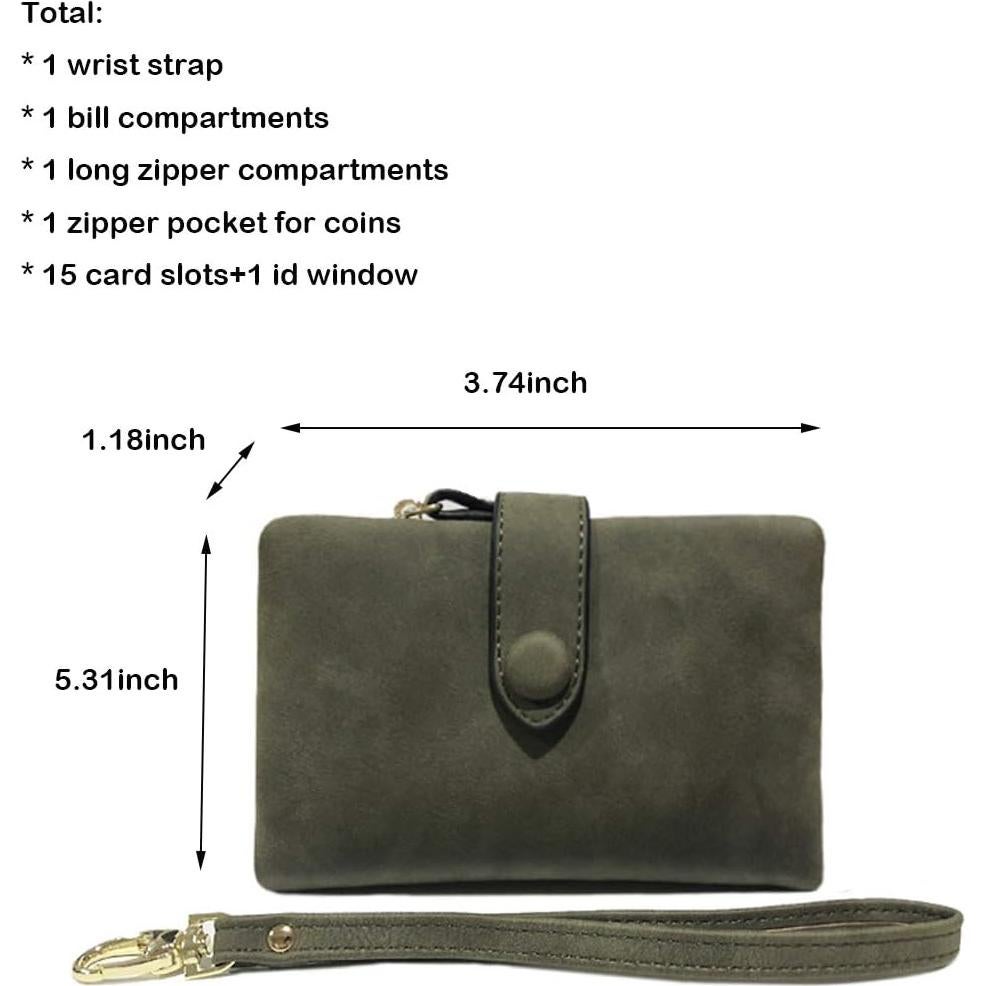 Cartera Bifold RFID de Cuero PU para Mujeres - 16 Ranuras