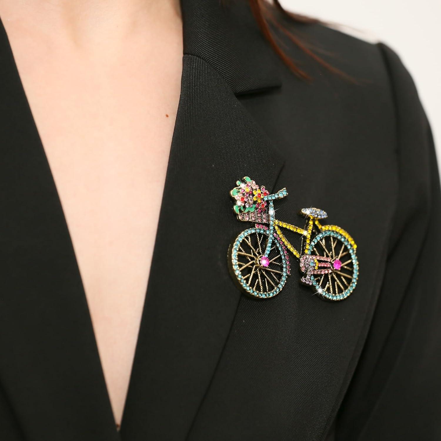 Broche de Cristal Azul Retro Elegante para Mujeres - Joyería de Moda