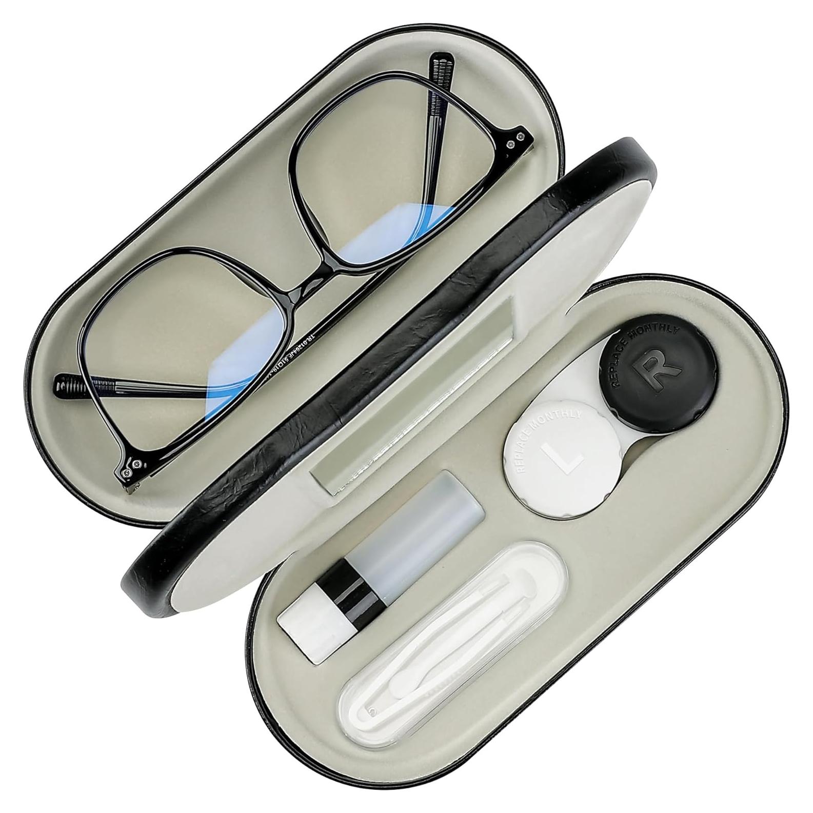 Estuche 2 en 1 para Lentes de Contacto y Gafas Zettokete Negro