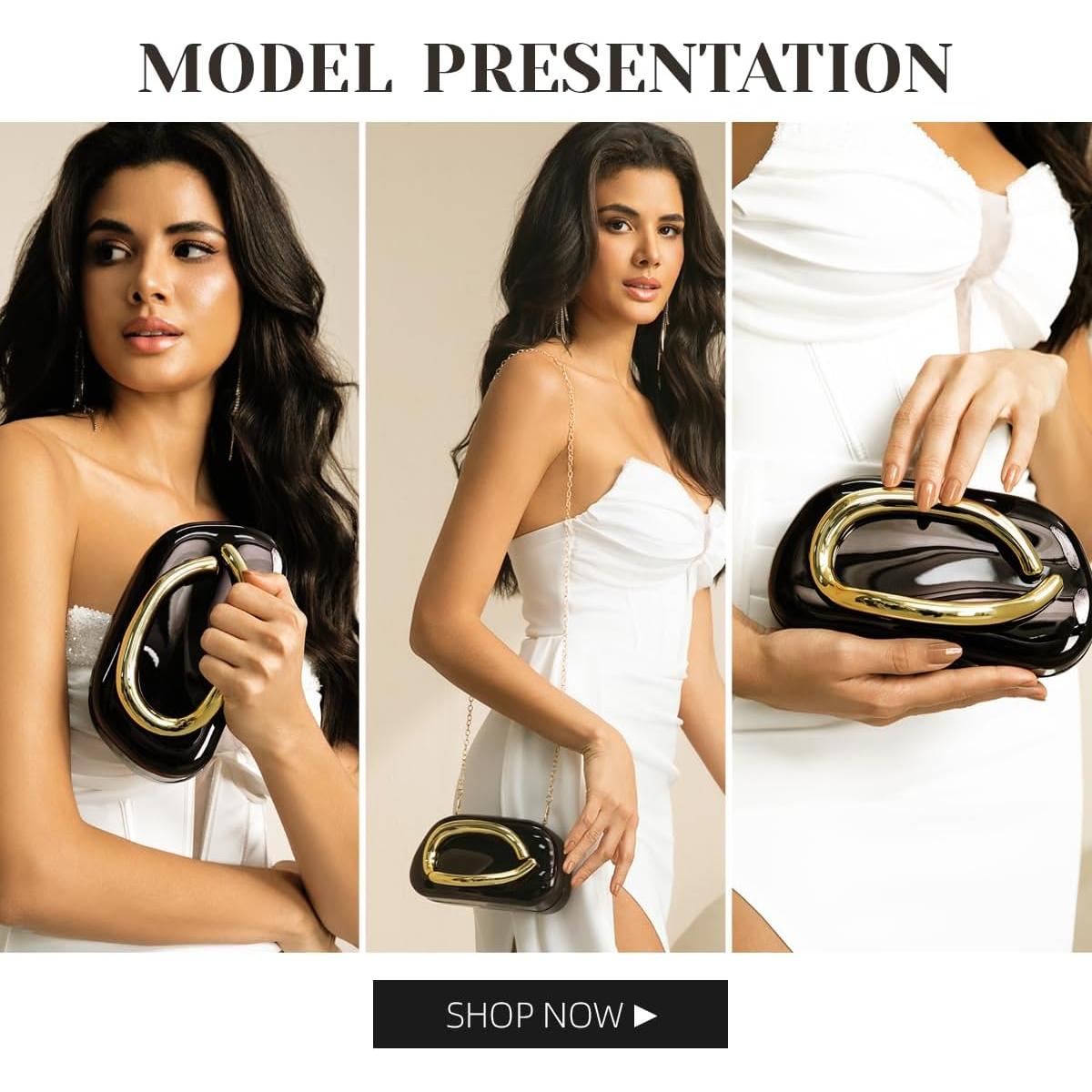 Bolso de Noche de Mano PHILOMENA Acrílico Negro 21x11.4x11.4cm