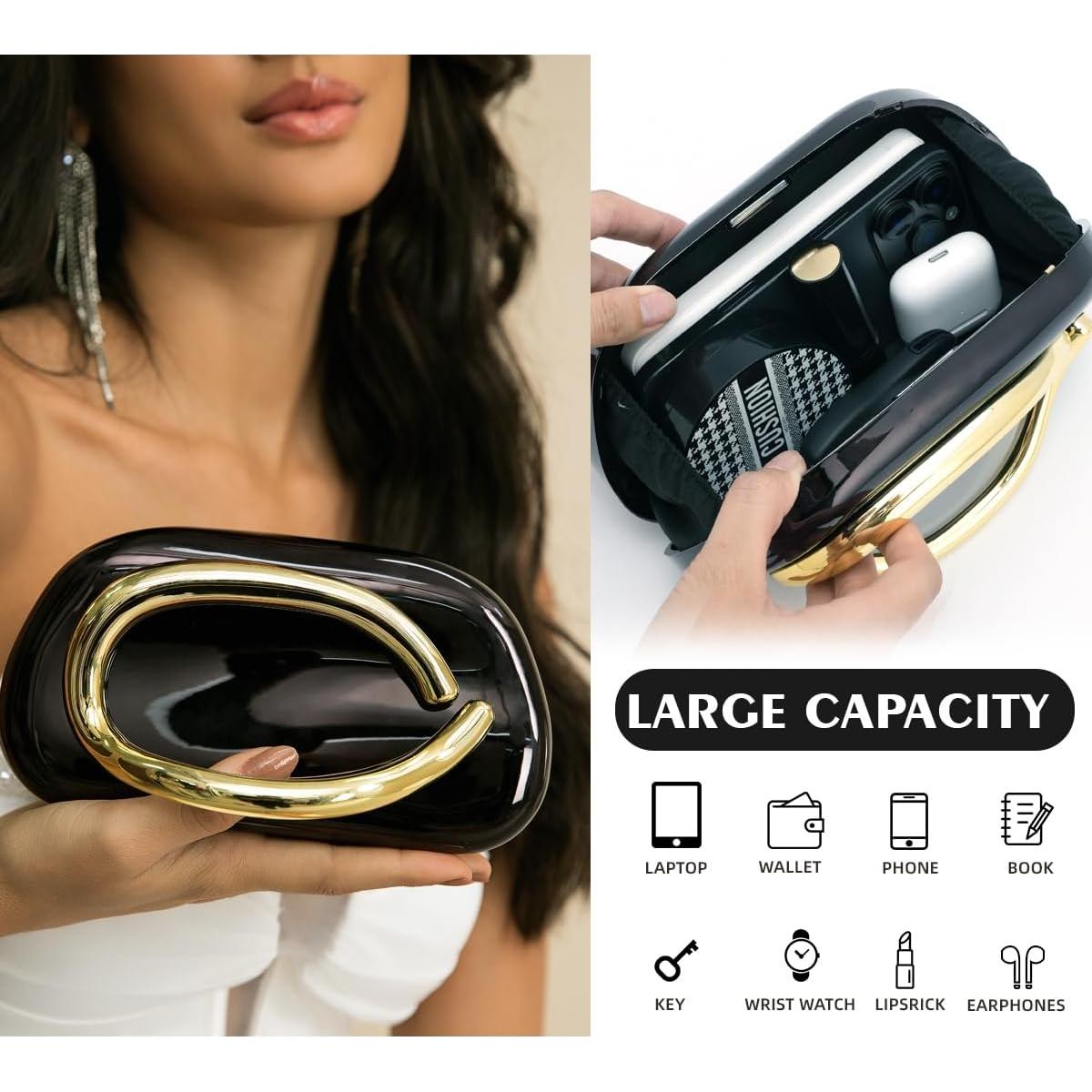 Bolso de Noche de Mano PHILOMENA Acrílico Negro 21x11.4x11.4cm