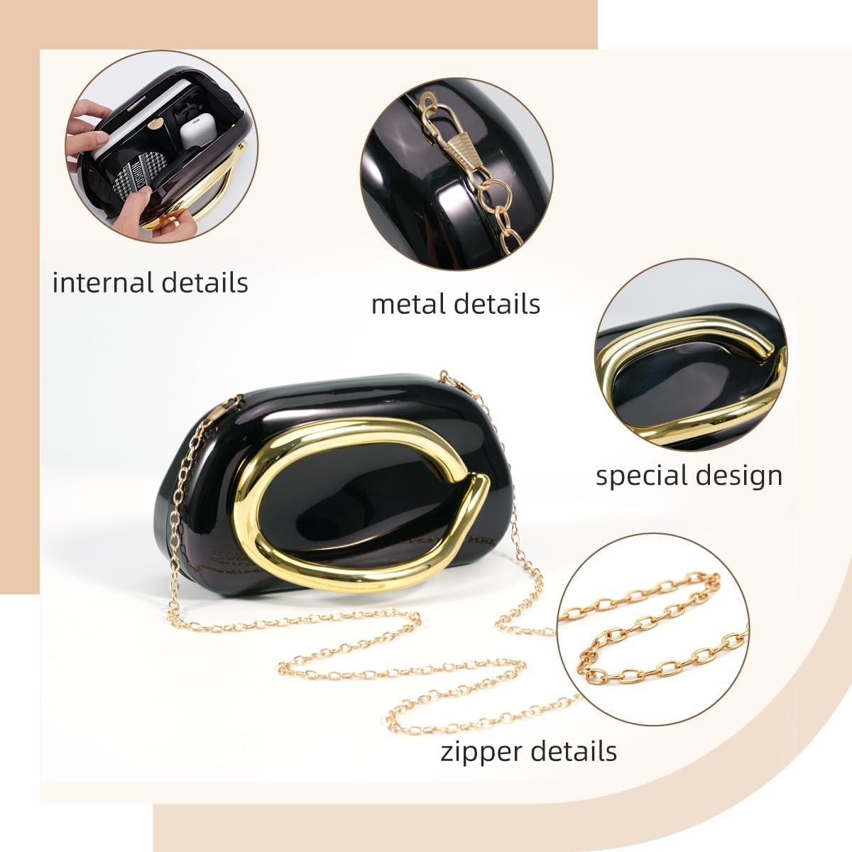 Bolso de Noche de Mano PHILOMENA Acrílico Negro 21x11.4x11.4cm