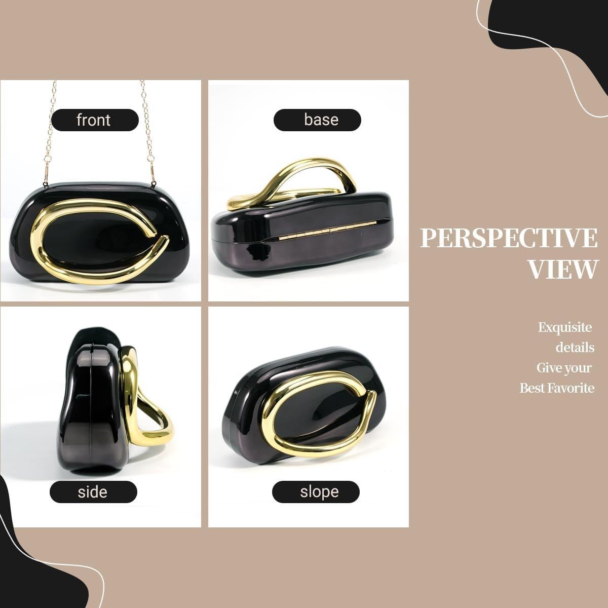 Bolso de Noche de Mano PHILOMENA Acrílico Negro 21x11.4x11.4cm