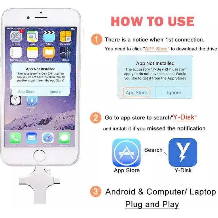 USB Flash Drive 64GB Genérico 4 en 1 USB 3.0 Alta Velocidad