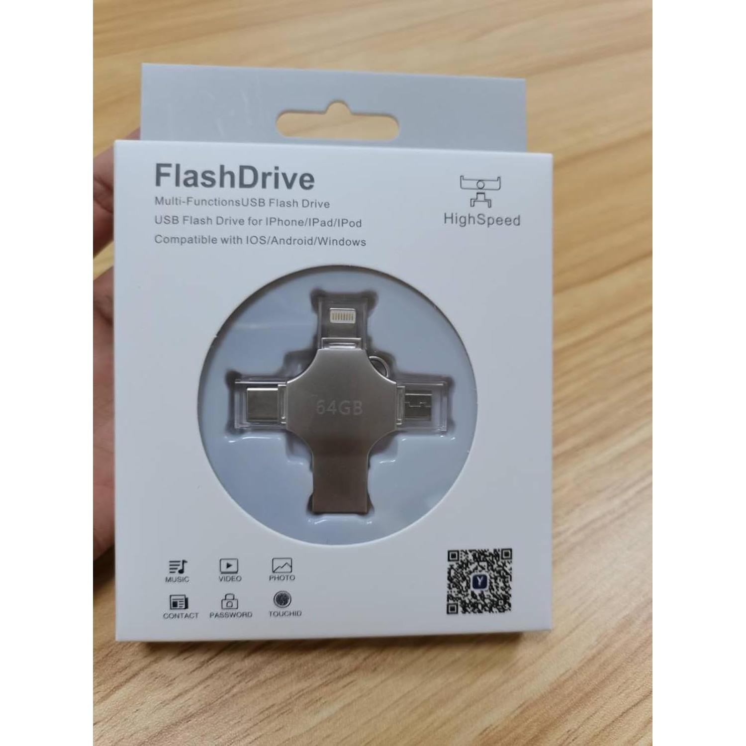 USB Flash Drive 64GB Genérico 4 en 1 USB 3.0 Alta Velocidad