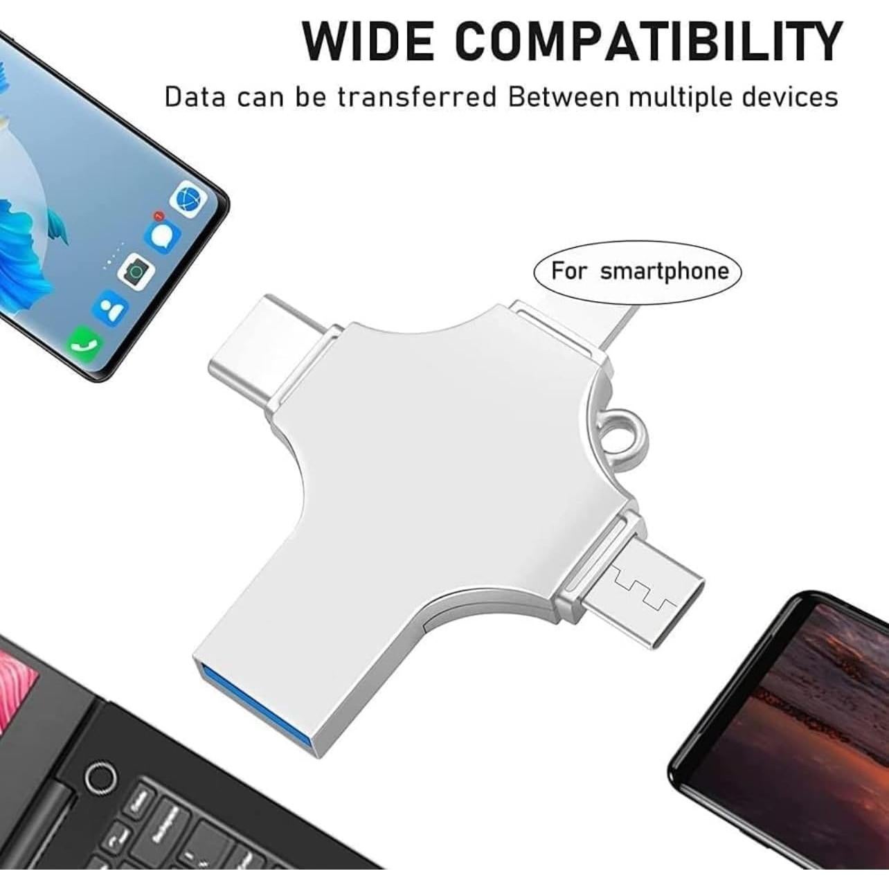 USB Flash Drive 64GB Genérico 4 en 1 USB 3.0 Alta Velocidad