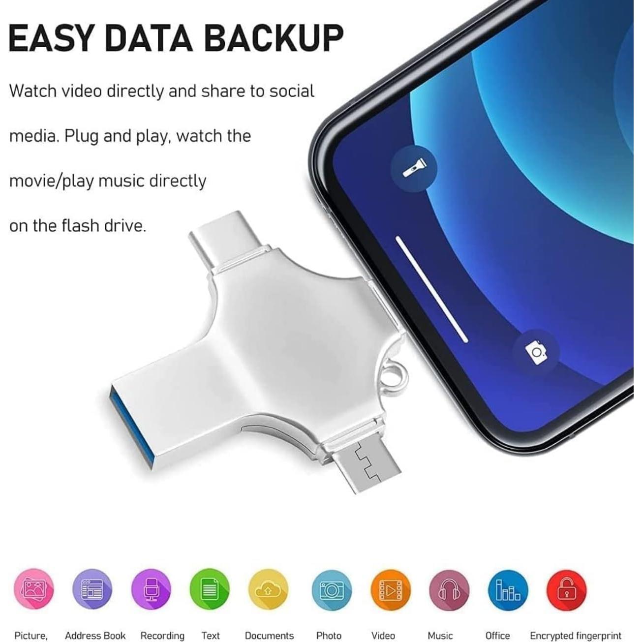 USB Flash Drive 64GB Genérico 4 en 1 USB 3.0 Alta Velocidad