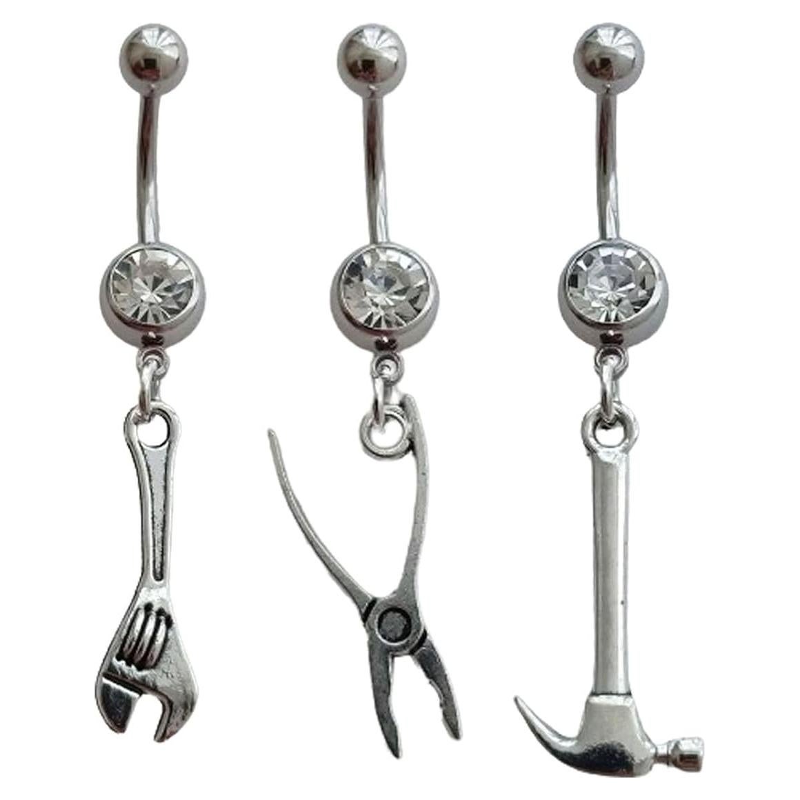 Juego de 3 Anillos de Ombligo Acero Inoxidable 14G DIY