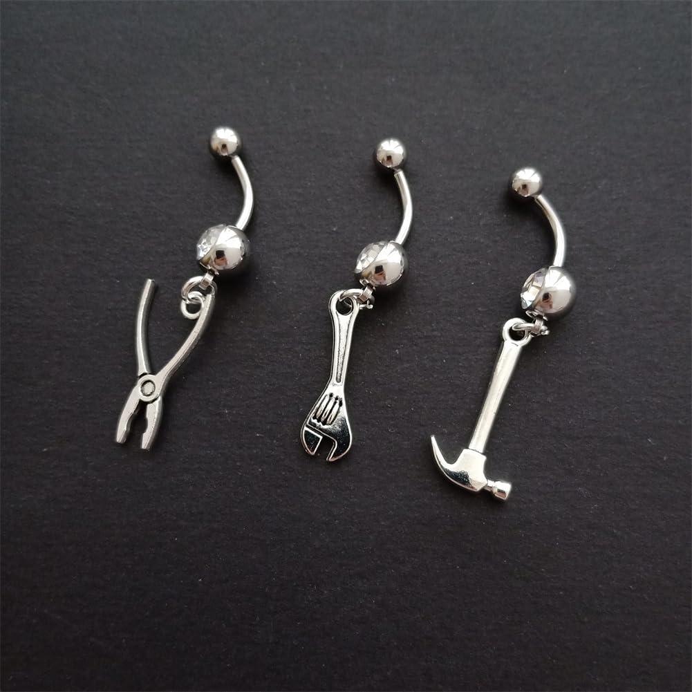 Juego de 3 Anillos de Ombligo Acero Inoxidable 14G DIY