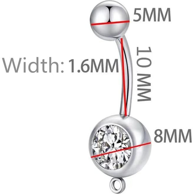 Juego de 3 Anillos de Ombligo Acero Inoxidable 14G DIY