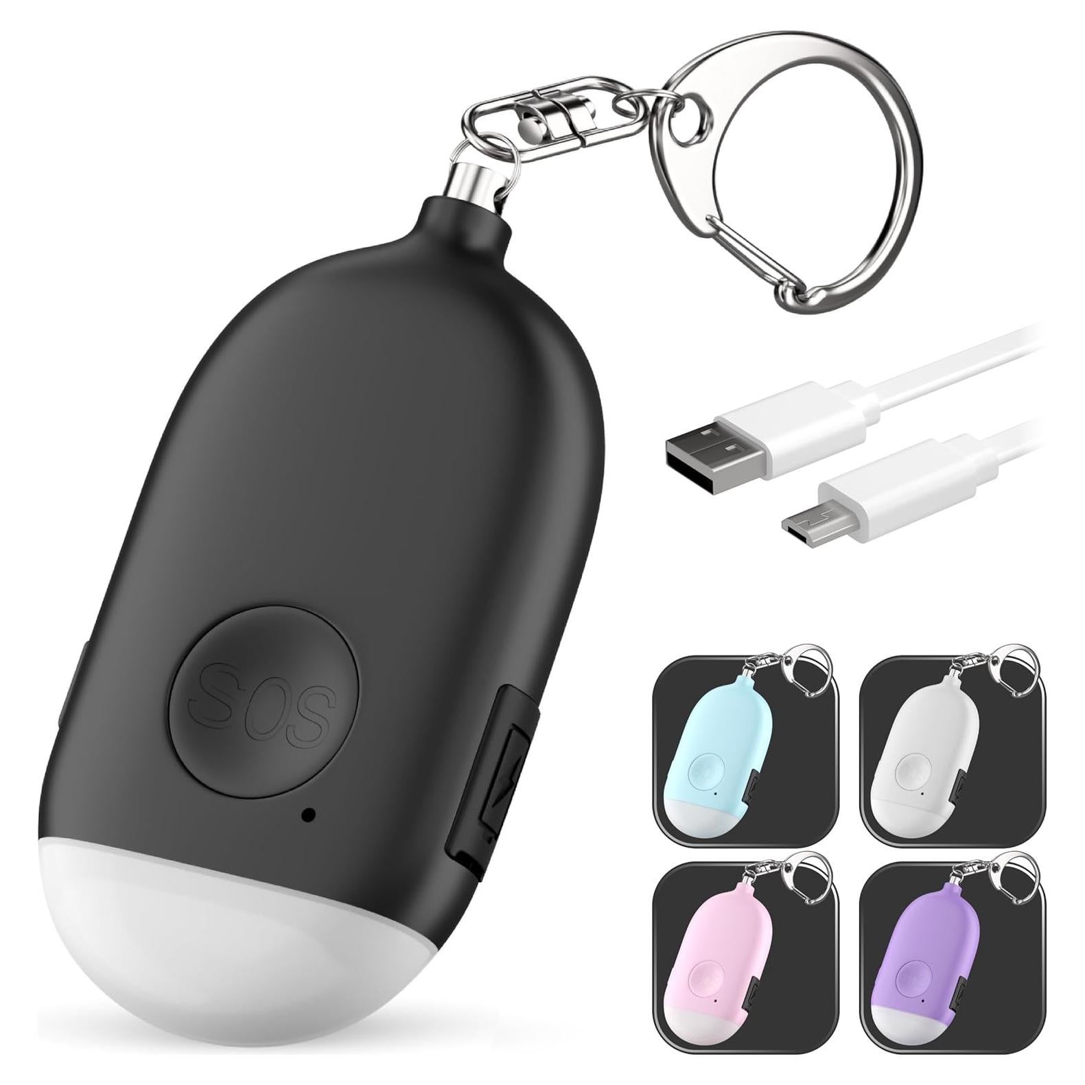 Llave de Alarma Personal WETEN 130dB Recargable USB con Luz LED