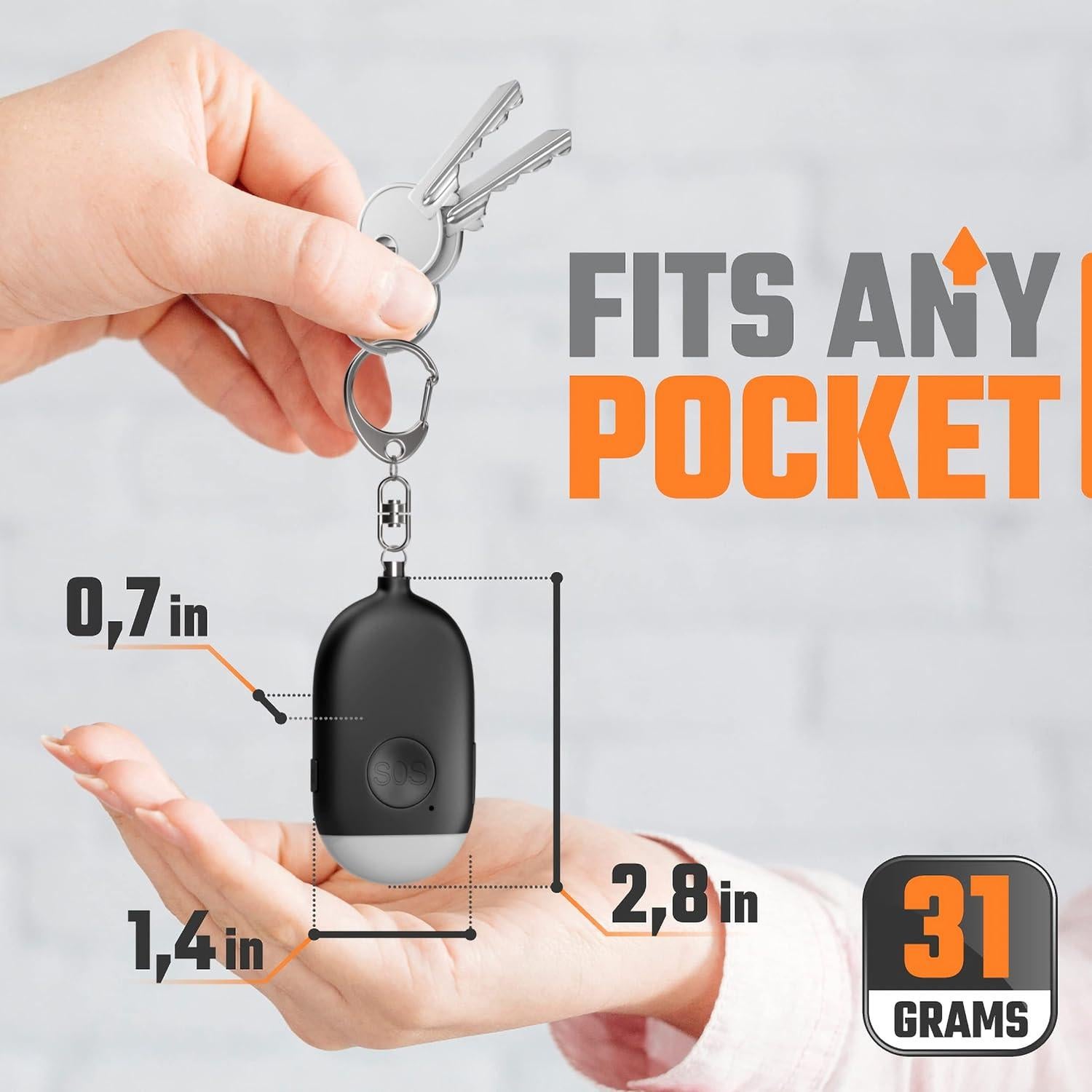 Llave de Alarma Personal WETEN 130dB Recargable USB con Luz LED