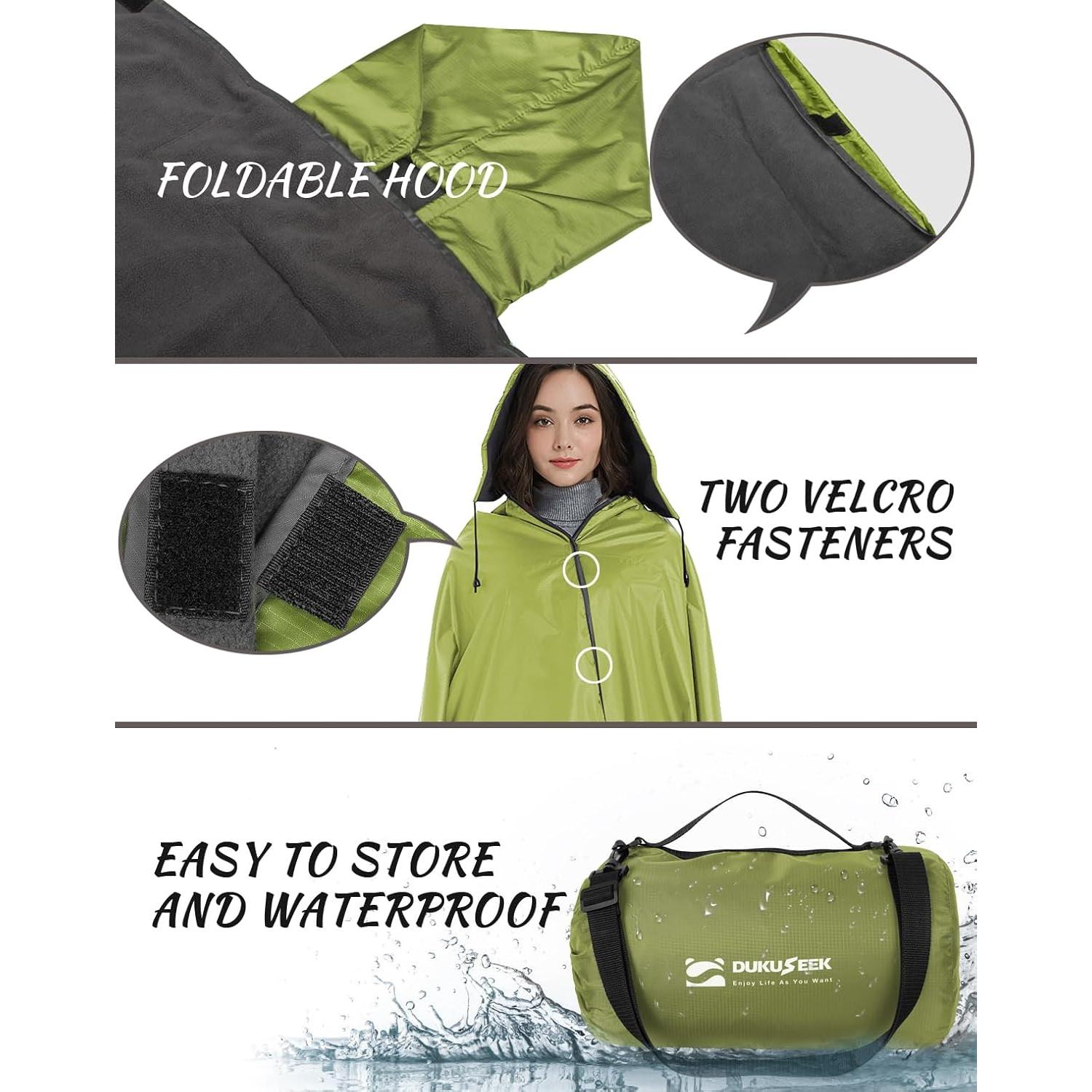 Manta Impermeable DUKUSEEK 200x150 cm con Capucha para Camping