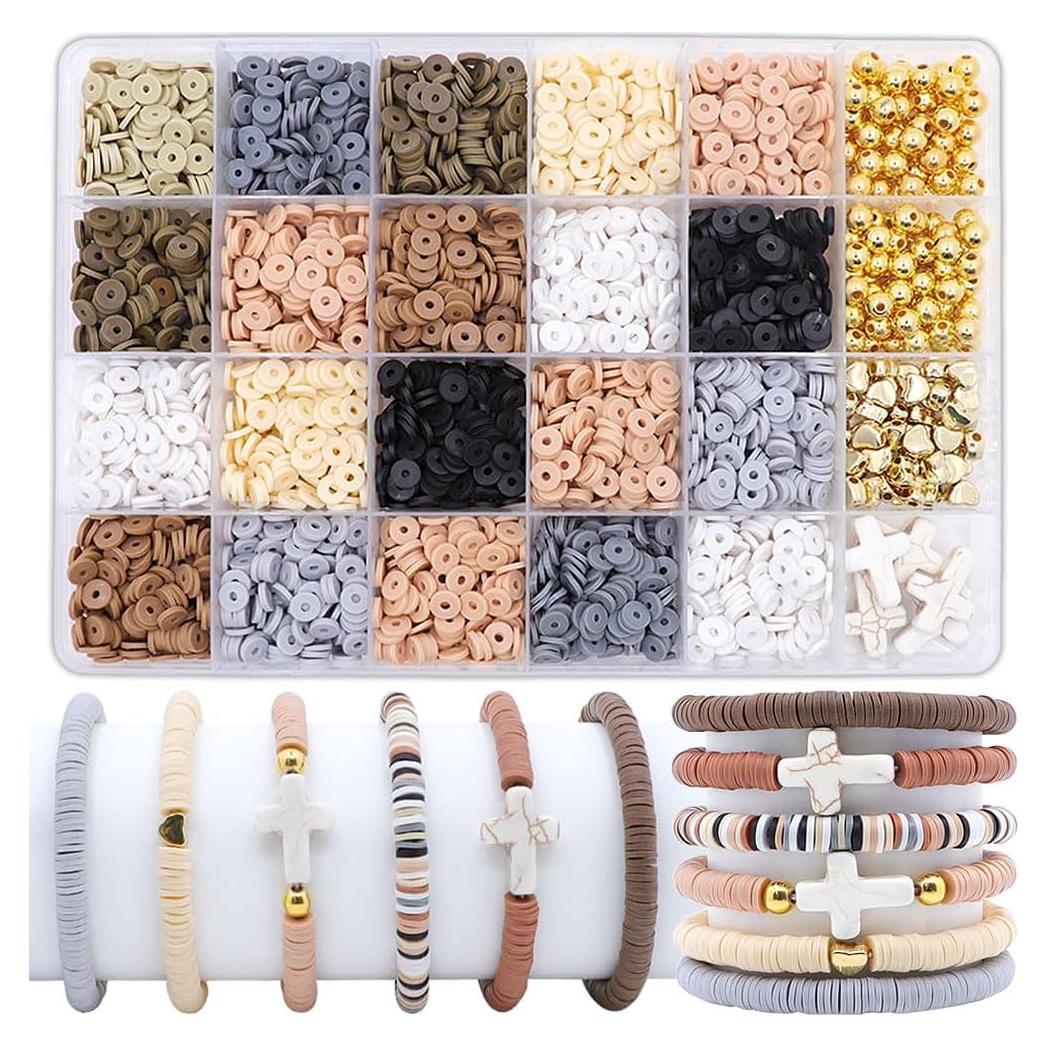 Kit de Fabricación de Pulseras LFLIUN con Cuentas Doradas y Arcilla