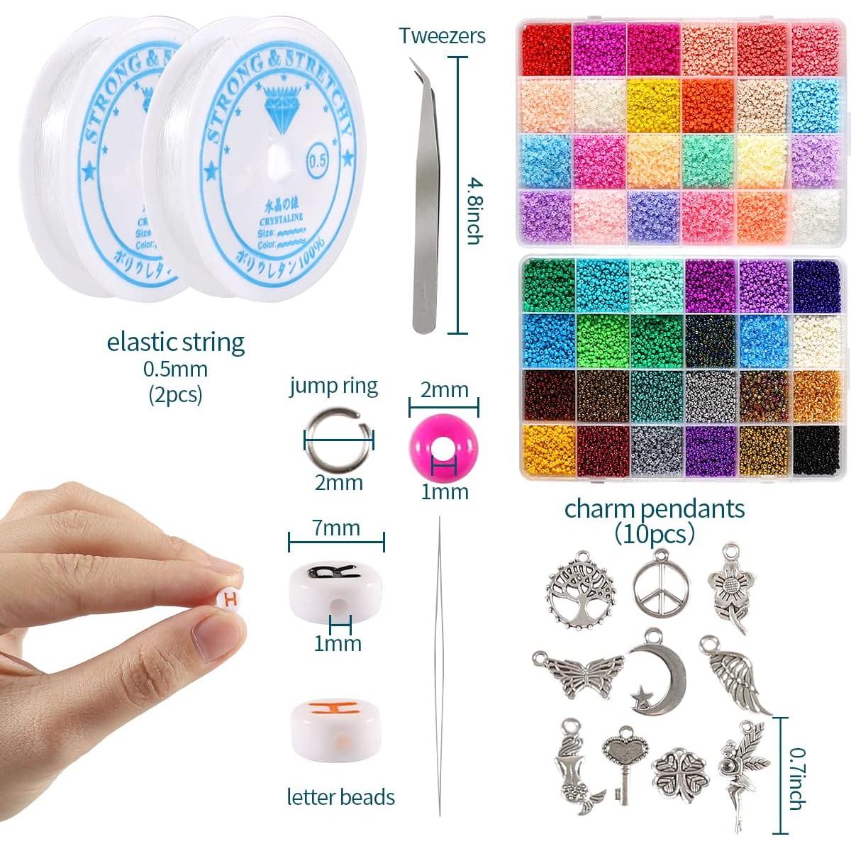 Kit de Cuentas de Vidrio Urradia 35000pcs 2mm para Joyería