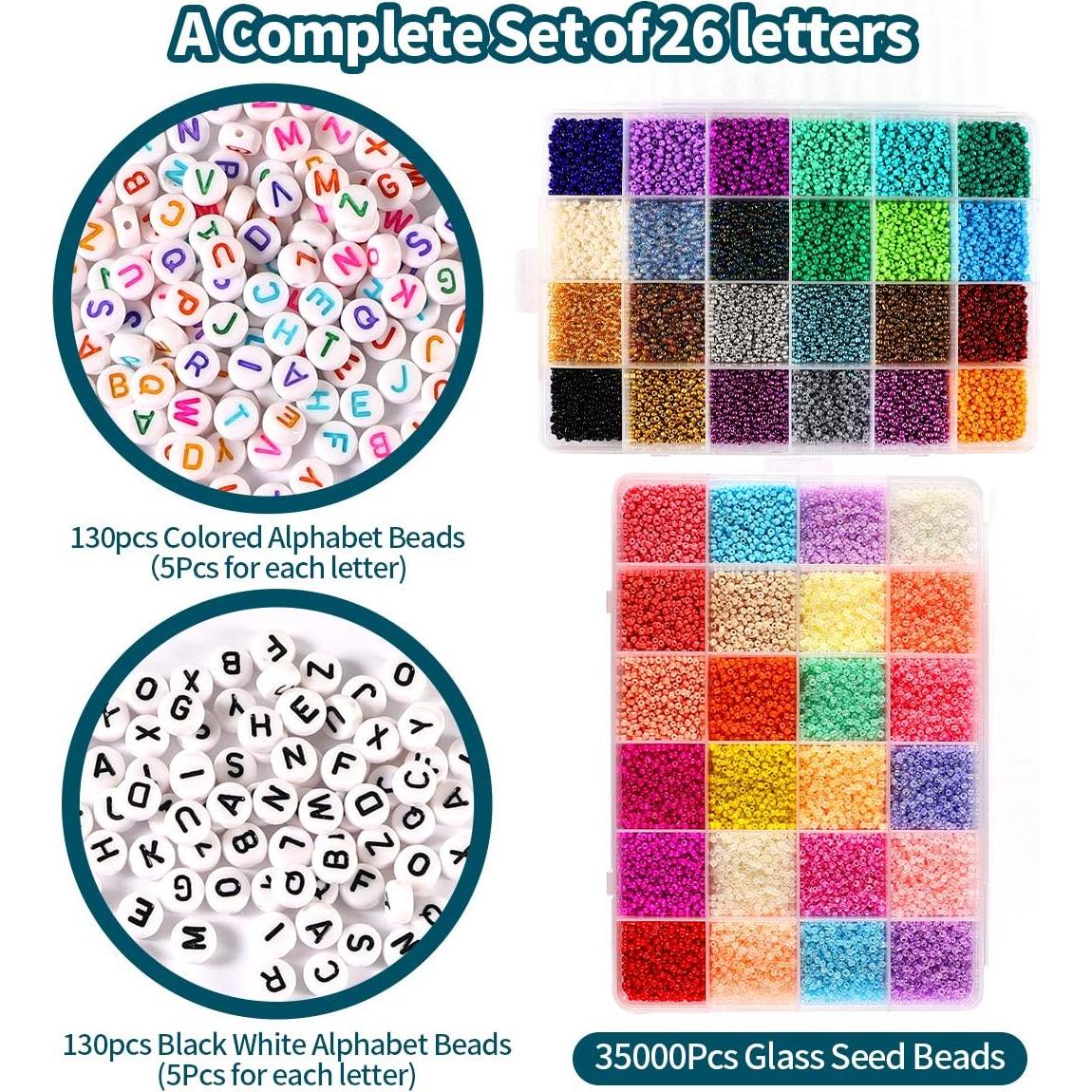 Kit de Cuentas de Vidrio Urradia 35000pcs 2mm para Joyería