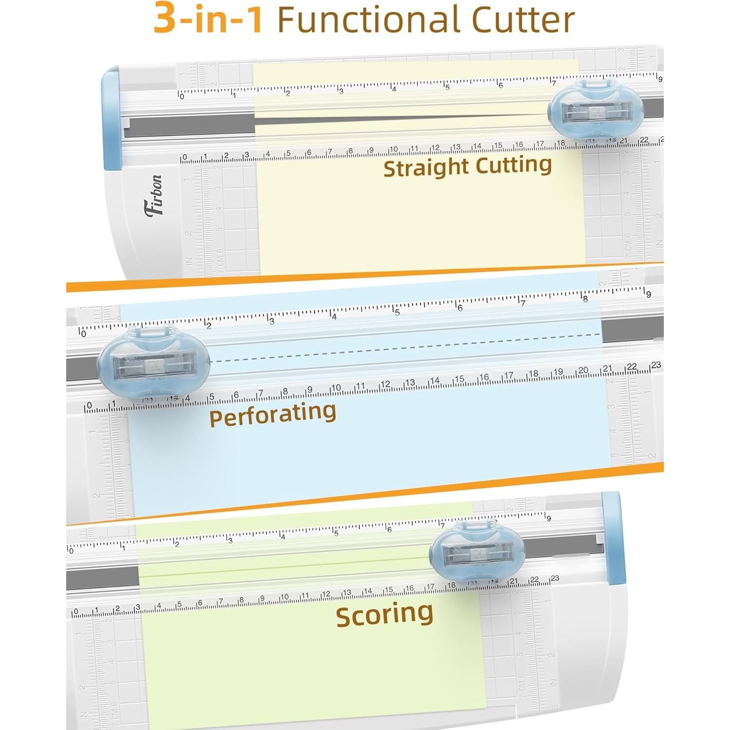 Cortadora de Papel Firbon 3-en-1 Compacta A5 Azul 23 cm
