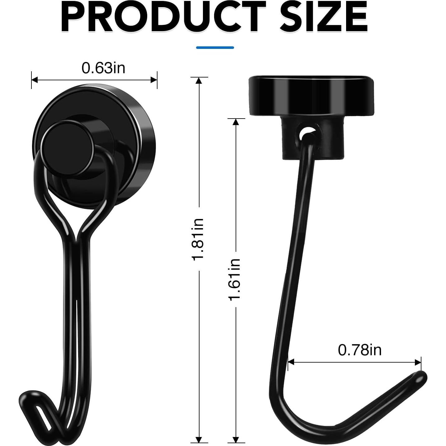 Ganchos Magnéticos LOVIMAG 6 Pcs Alta Resistencia 11.3 kg Negro