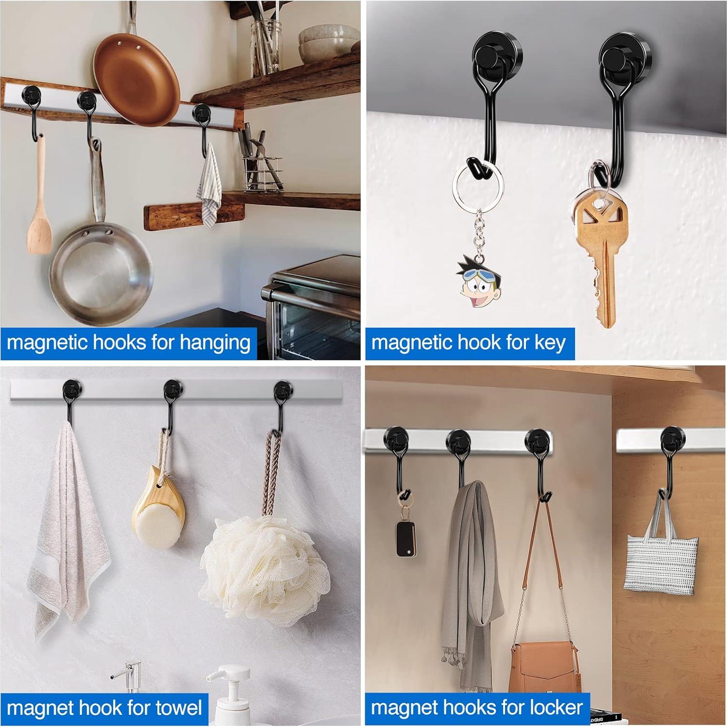 Ganchos Magnéticos LOVIMAG 6 Pcs Alta Resistencia 11.3 kg Negro