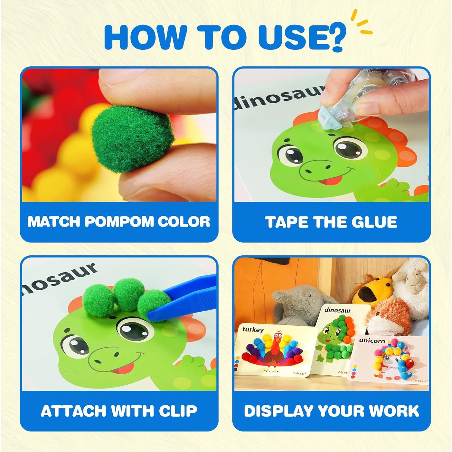 Kits de Manualidades YPLUS con Pompones - Arte para Niños 3+