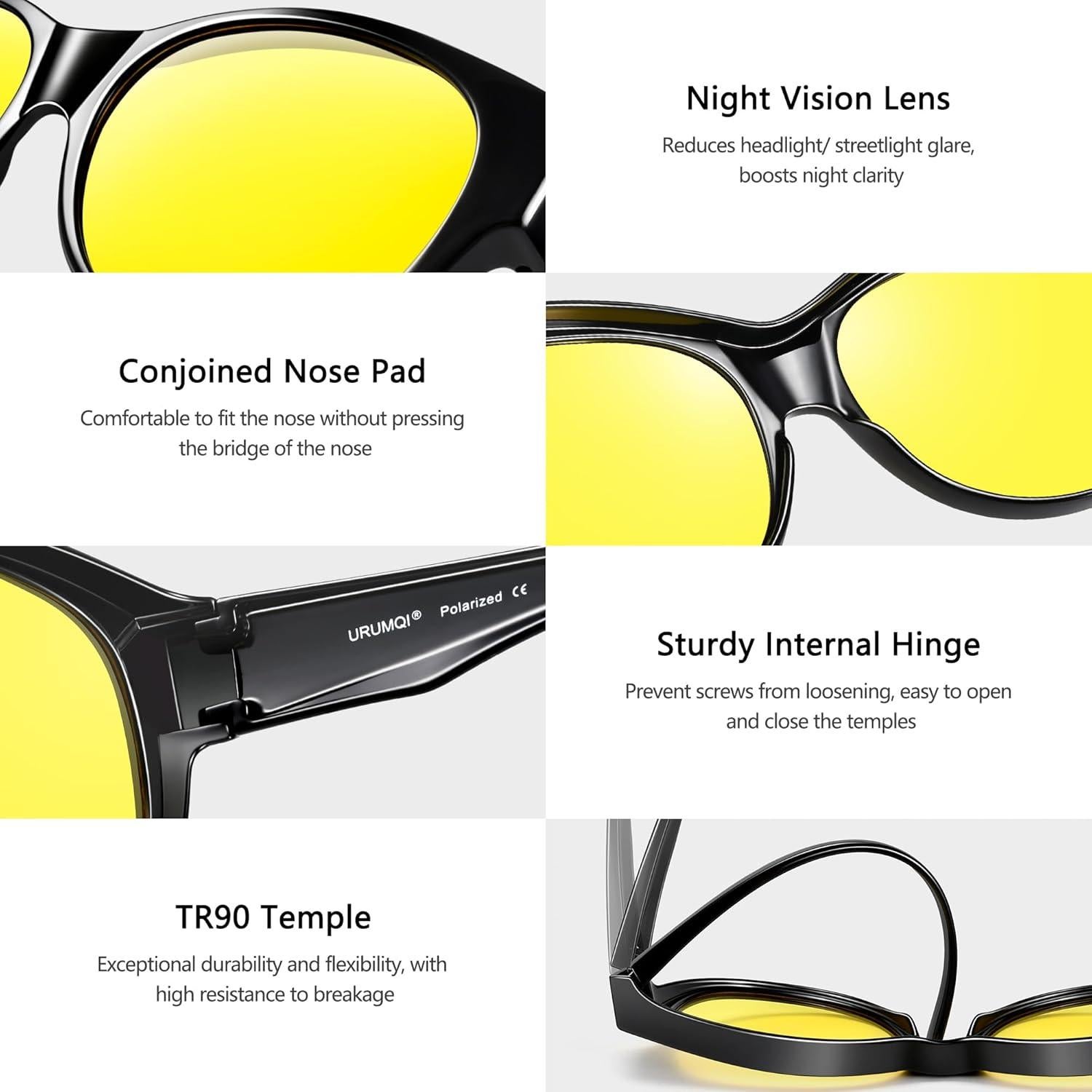 Gafas de Visión Nocturna URUMQI para Mujeres - Polarizadas Amarillas