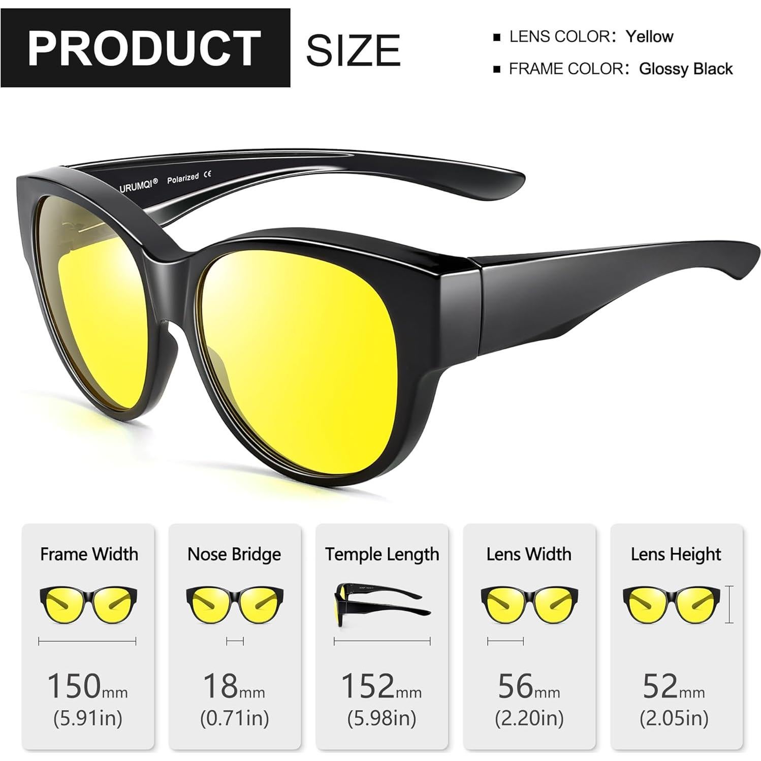 Gafas de Visión Nocturna URUMQI para Mujeres - Polarizadas Amarillas