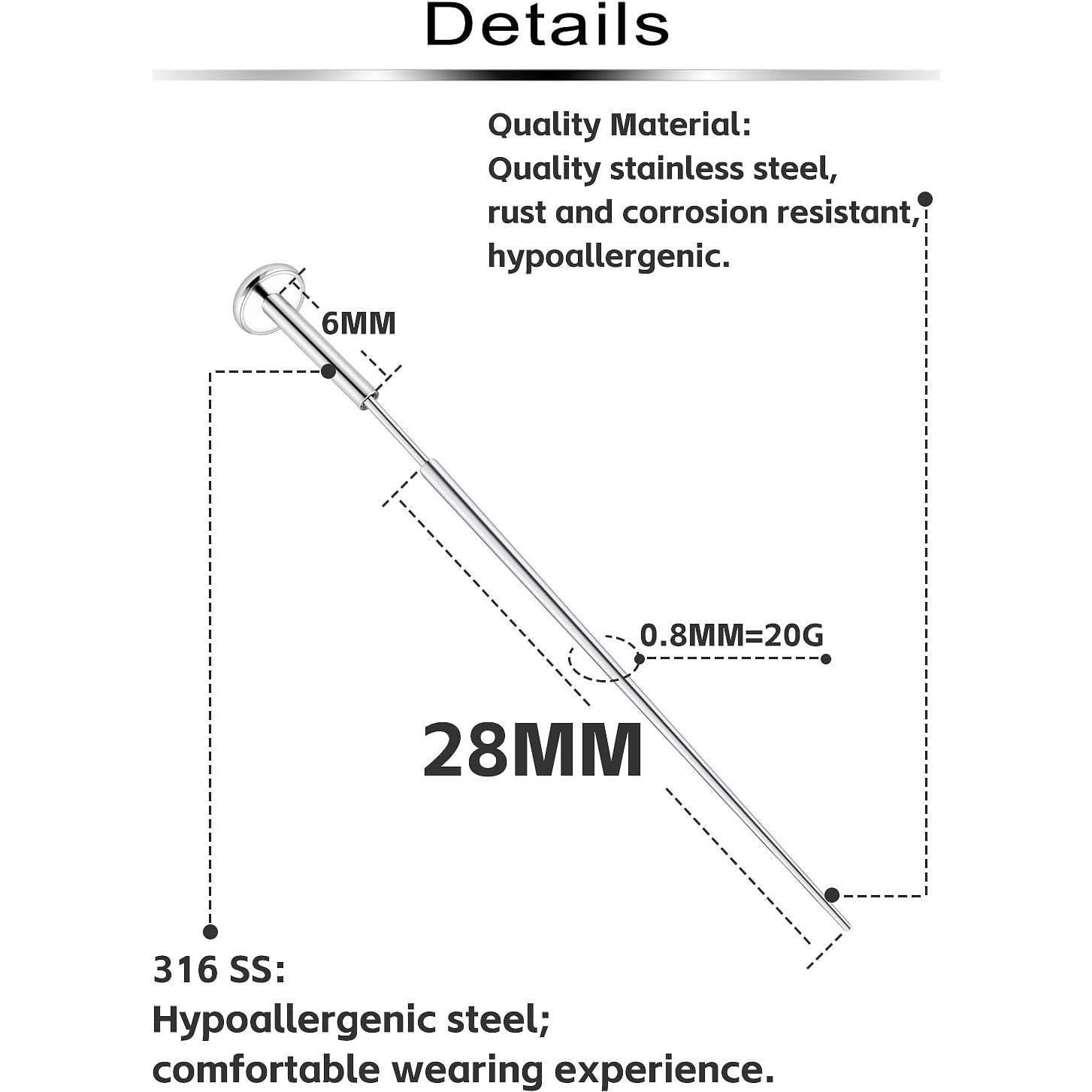 Anillo de nariz sin rosca Pnsgisr 20G acero quirúrgico