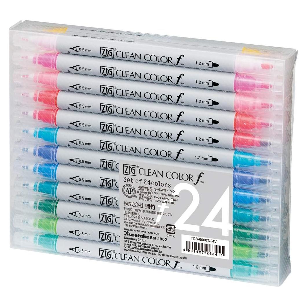 Set de 24 Marcadores Kuretake ZIG CLEAN COLOR Doble Punta