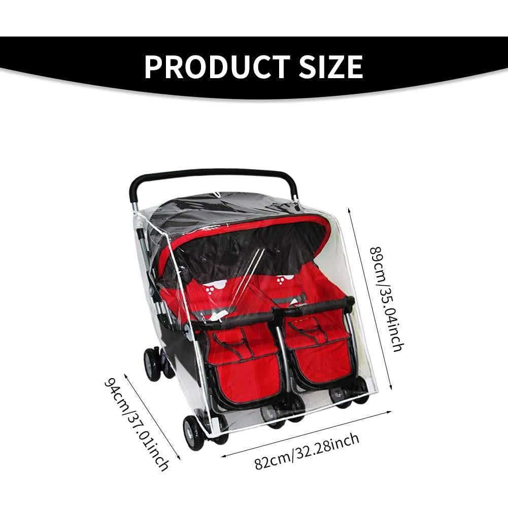 Cubierta de Lluvia para Cochecito Doble Universal con Ganchos