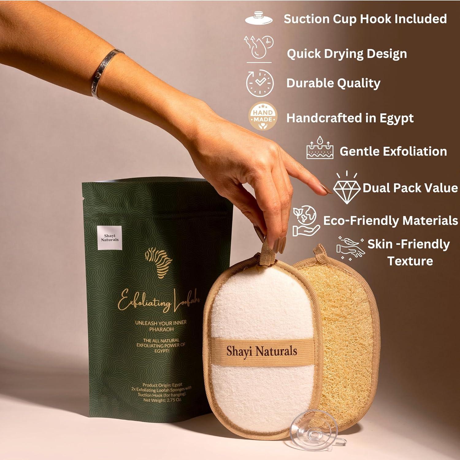 Esponja de Lufa Natural Shayi - Exfoliante Facial y Corporal (2 Pzas)