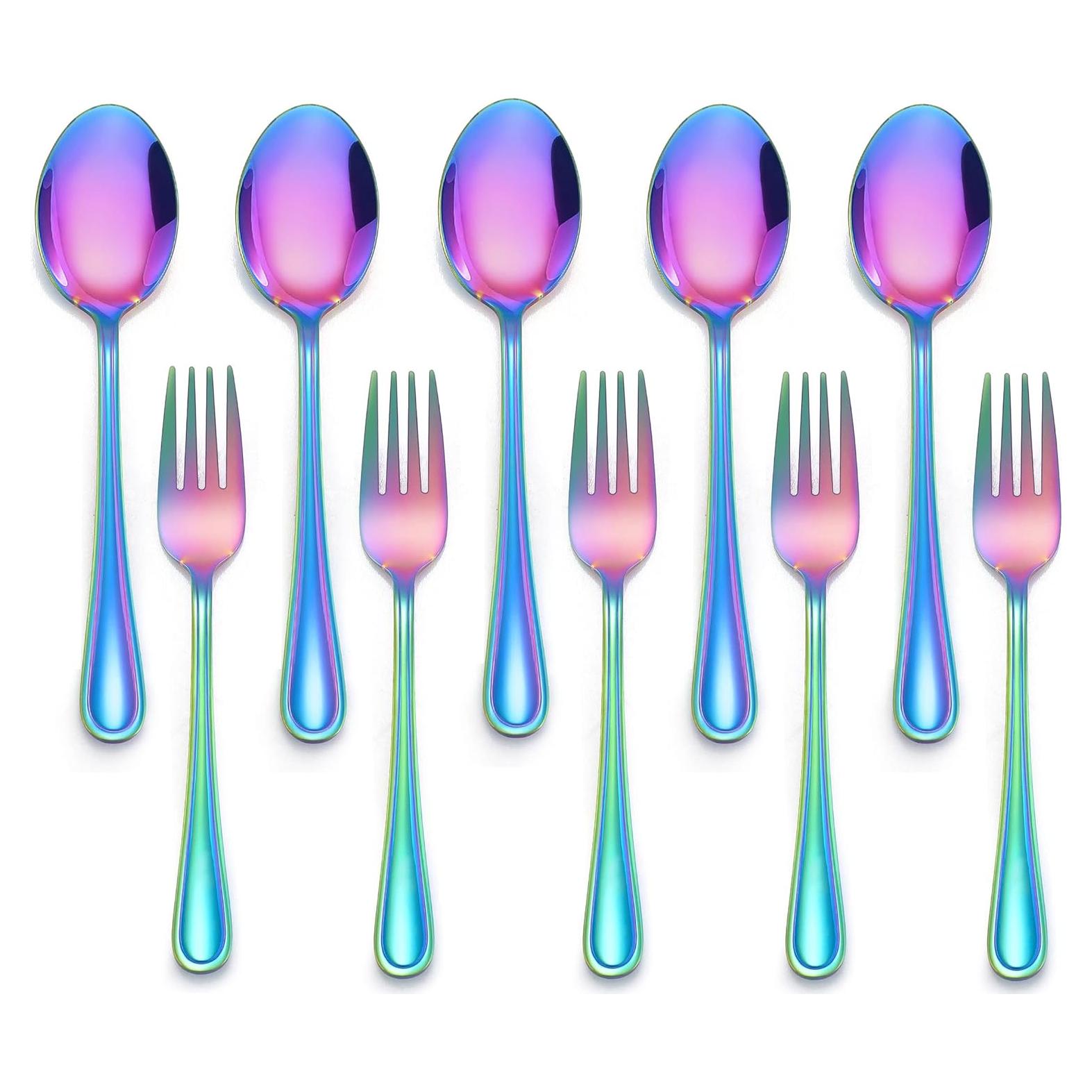 LIANYU Juego de Cubiertos de Acero Inoxidable para Niños 10 Piezas