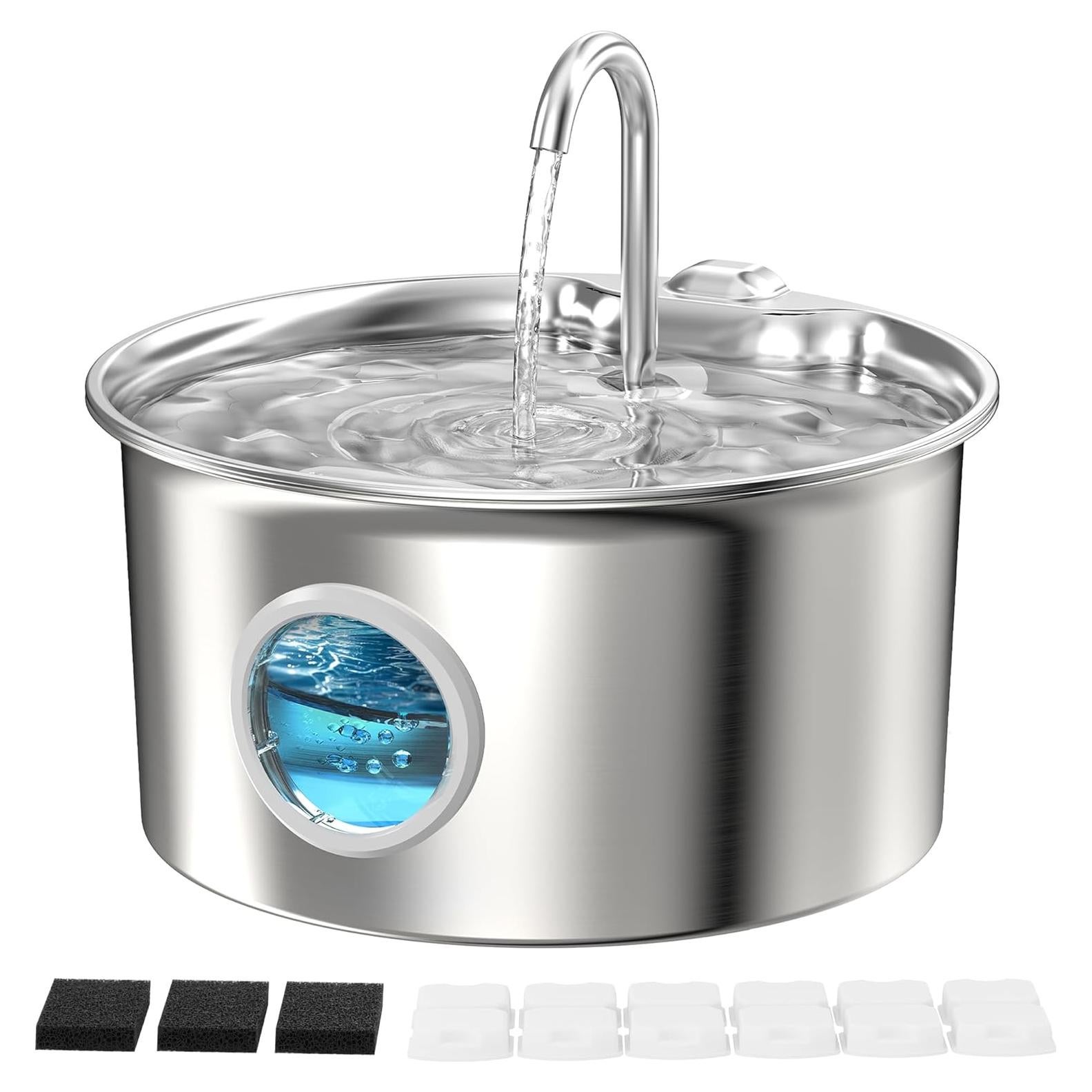 Fuente de Agua para Gatos ATMZIQXR 2.6L Acero Inoxidable Silenciosa