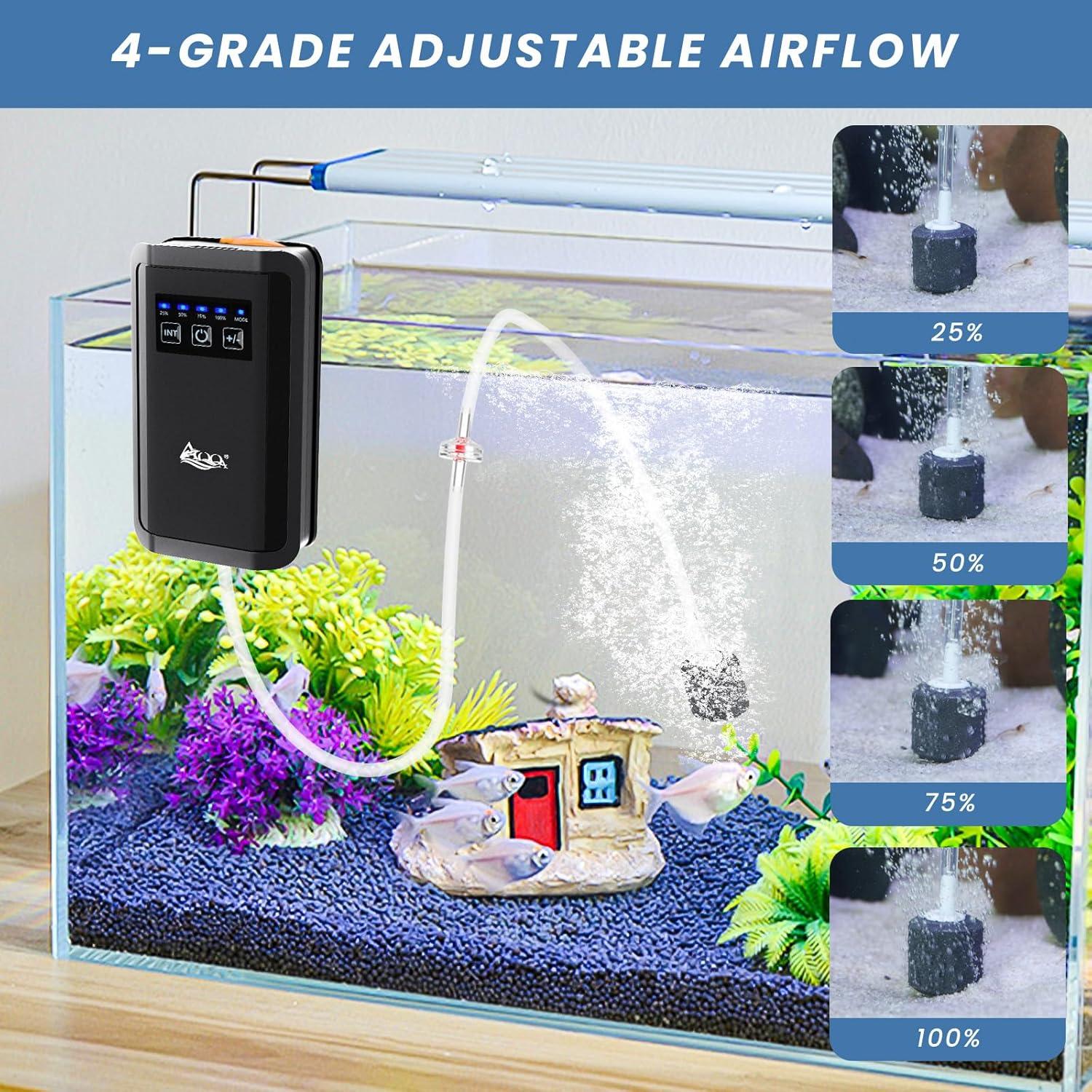 Bomba de Aire para Acuario AQQA 1.5W Recargable 80 Gal