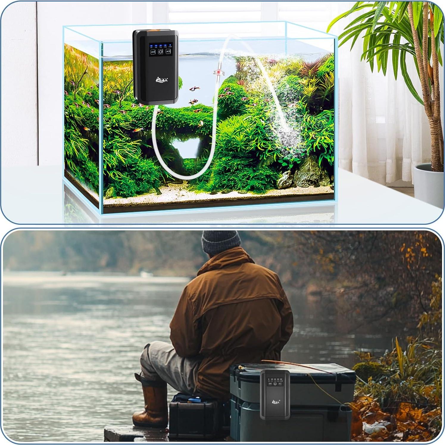 Bomba de Aire para Acuario AQQA 1.5W Recargable 80 Gal