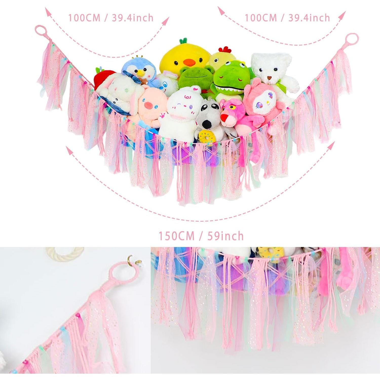 Red de Almacenamiento para Animales de Peluche Saiories Rosa 99 cm