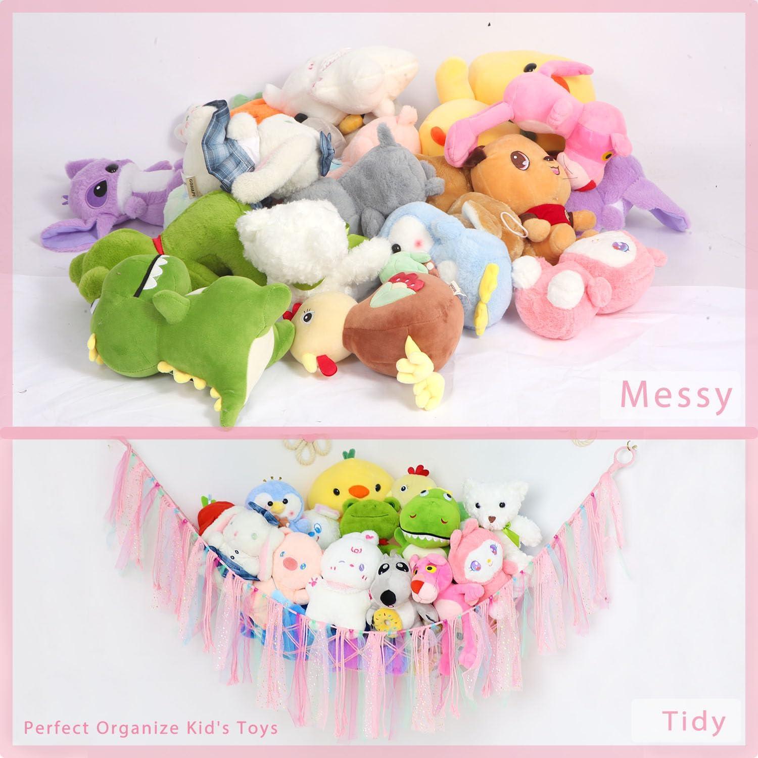 Red de Almacenamiento para Animales de Peluche Saiories Rosa 99 cm