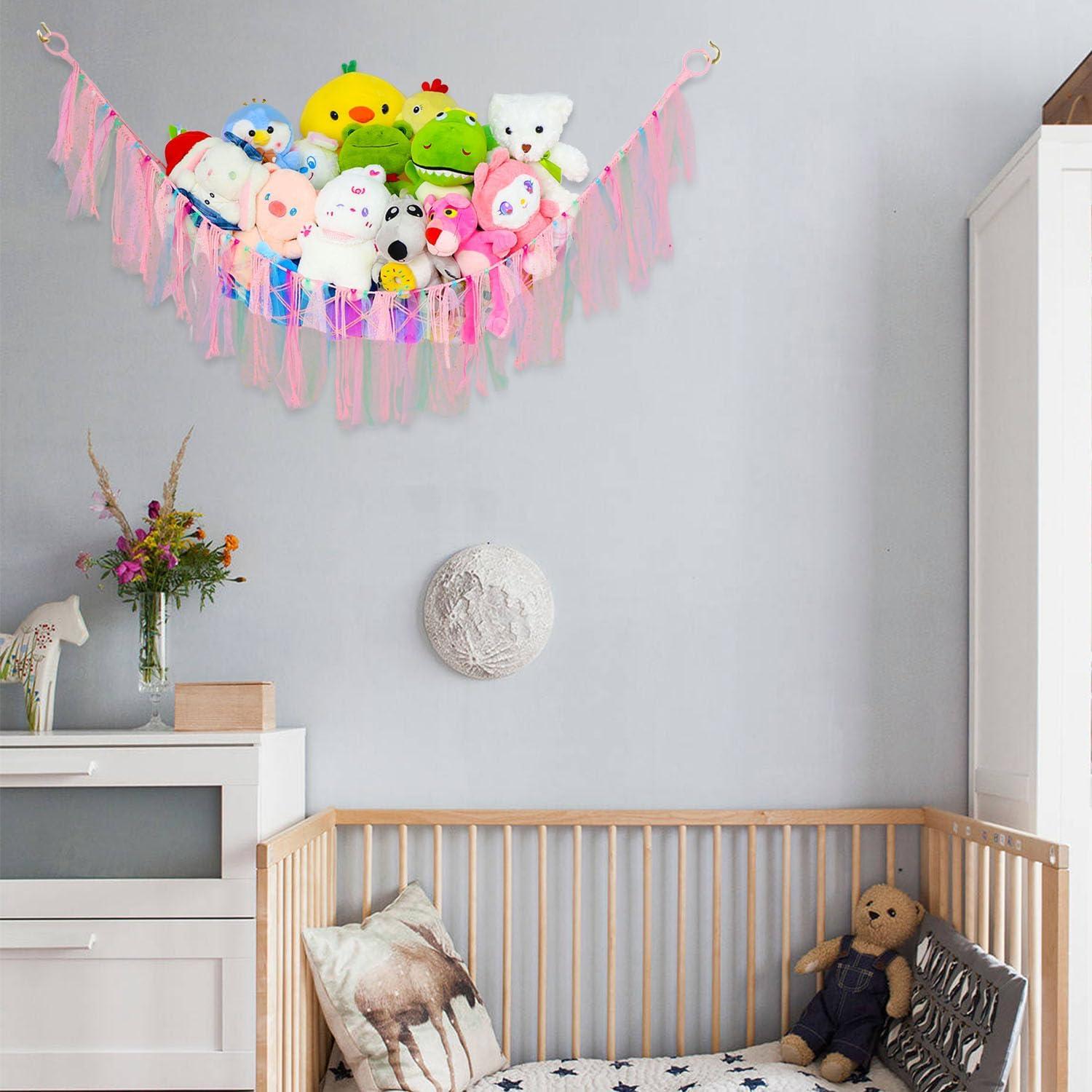 Red de Almacenamiento para Animales de Peluche Saiories Rosa 99 cm