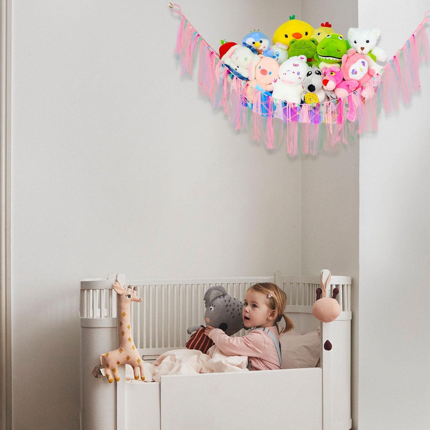 Red de Almacenamiento para Animales de Peluche Saiories Rosa 99 cm