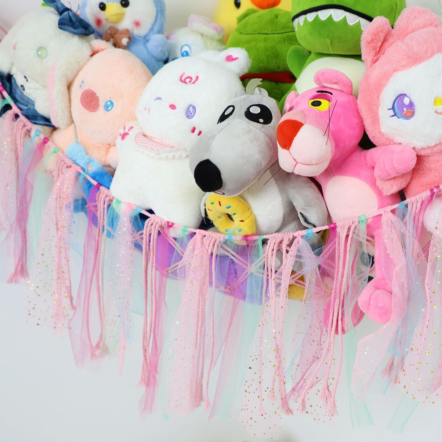 Red de Almacenamiento para Animales de Peluche Saiories Rosa 99 cm