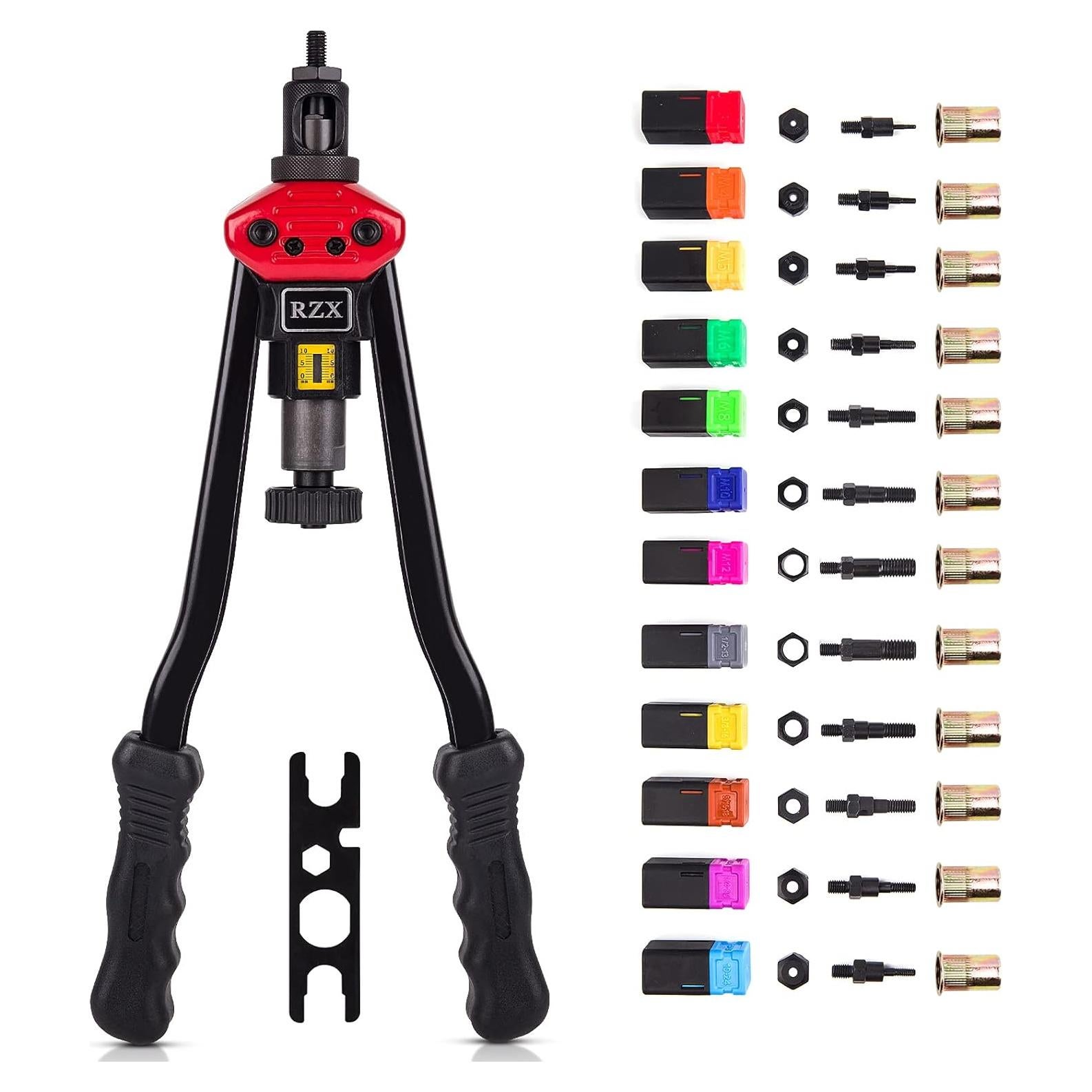 Herramienta de Tuerca Remachada RZX 16" con 11 Mandriles y 110 Tuercas