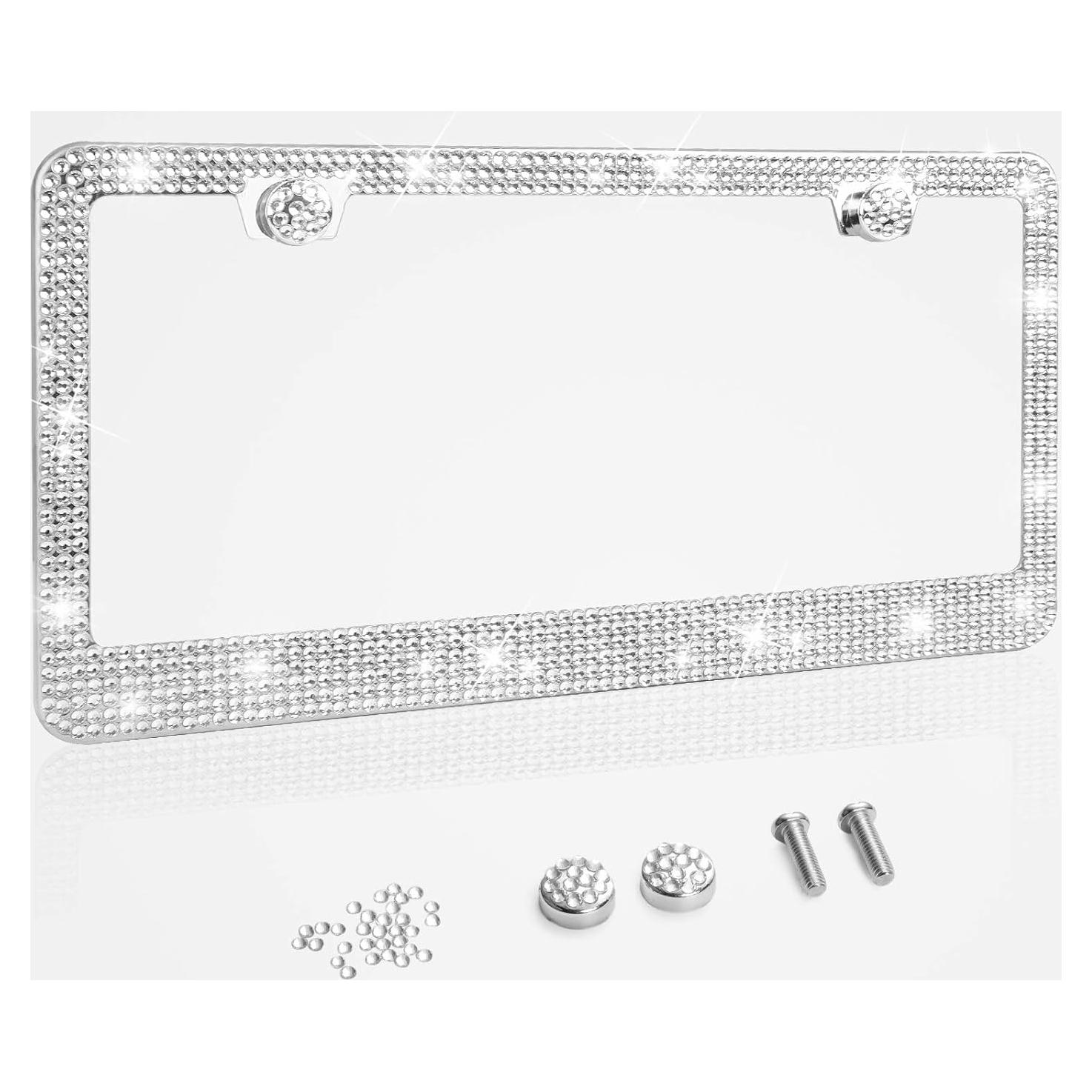 Marco de Placa de Licencia Tchipie con Brillantes - Blanco