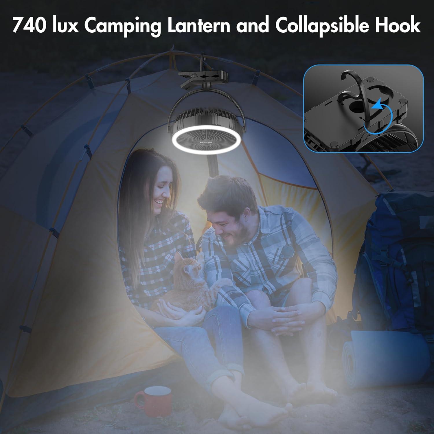 Ventilador recargable GRANDFAST 8" con luz y temporizador