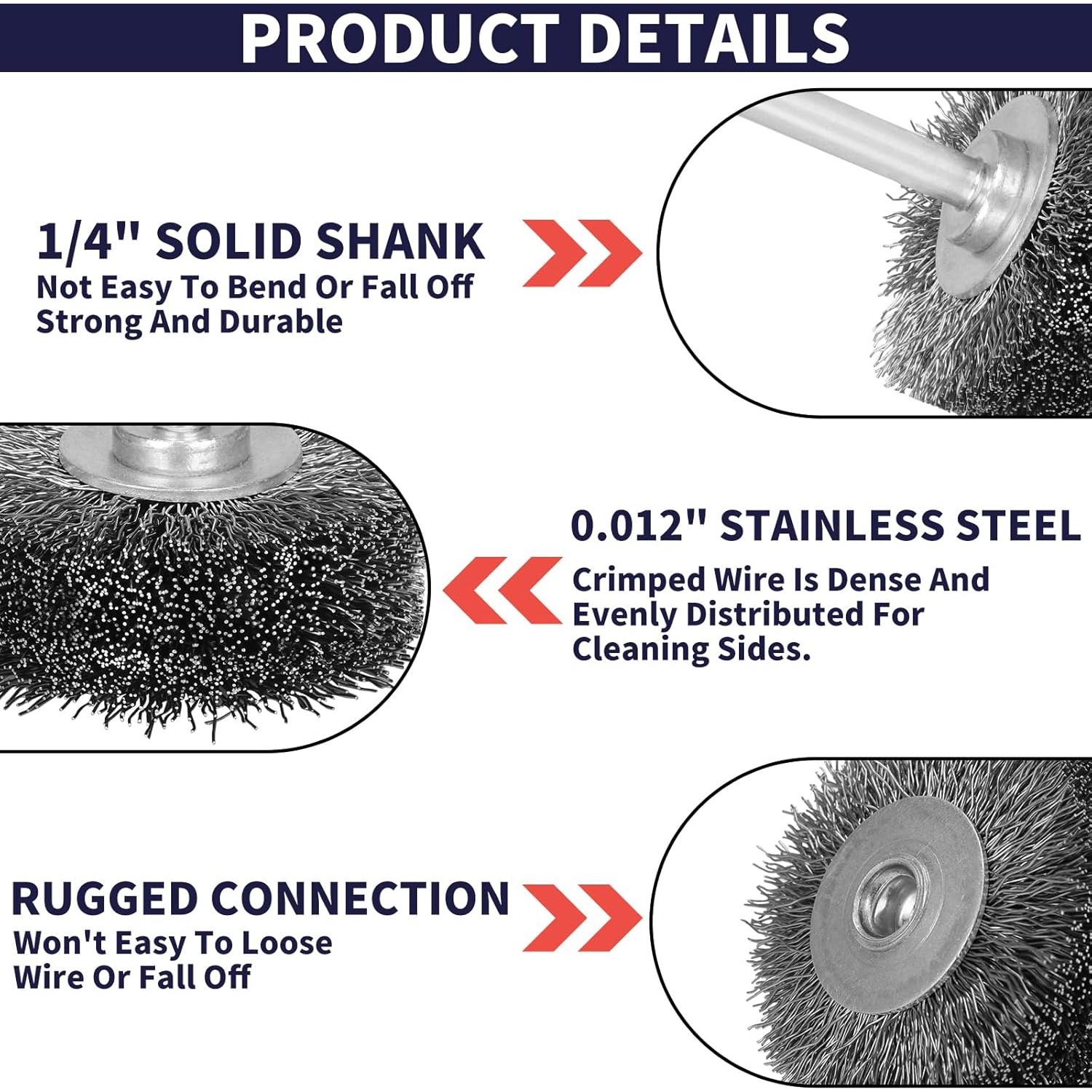 Paquete de 2 cepillos de alambre Baisiky 5.08 cm para taladro