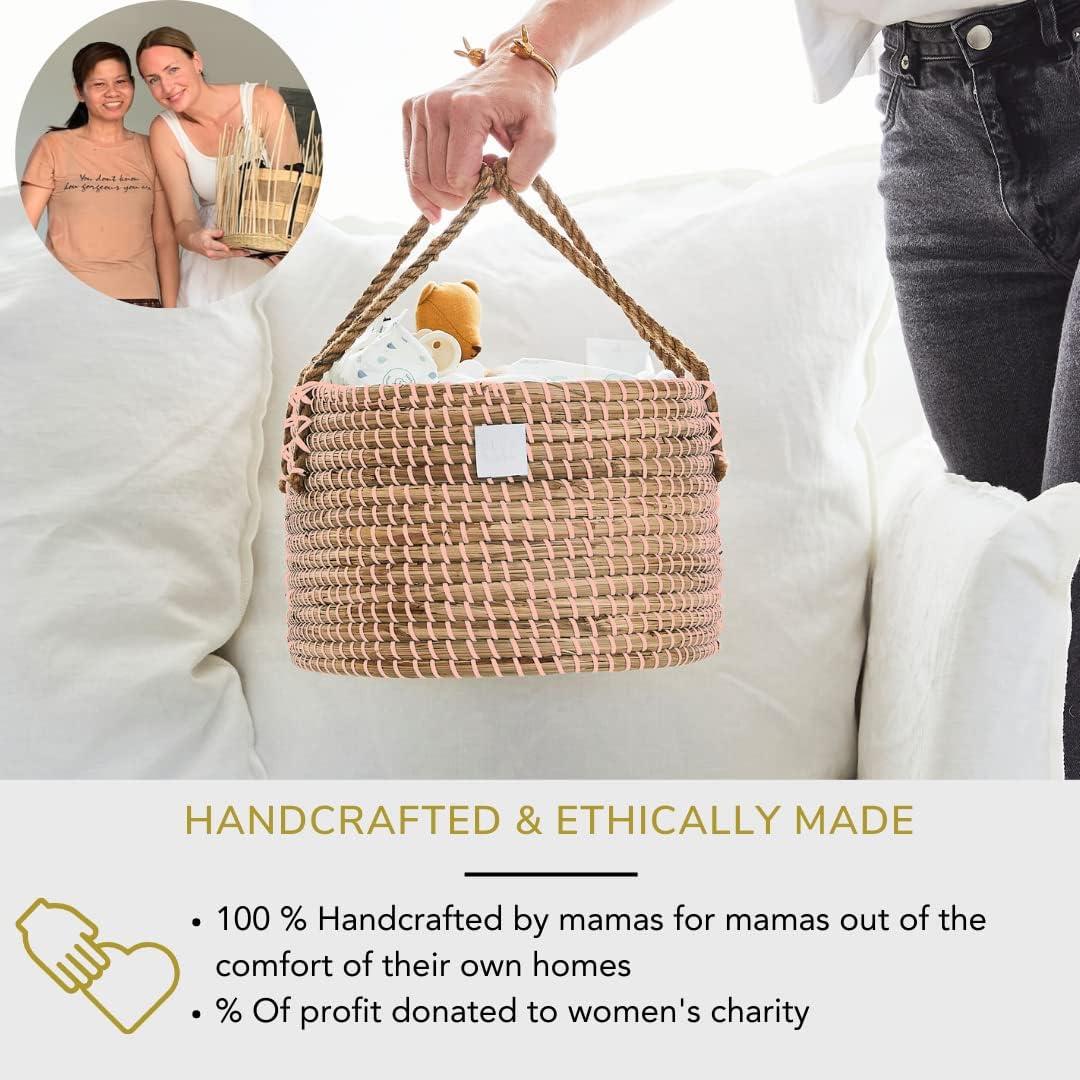 Cesta Organizadora de Pañales Rosa Pálido BEBE BASK - Hecha a Mano