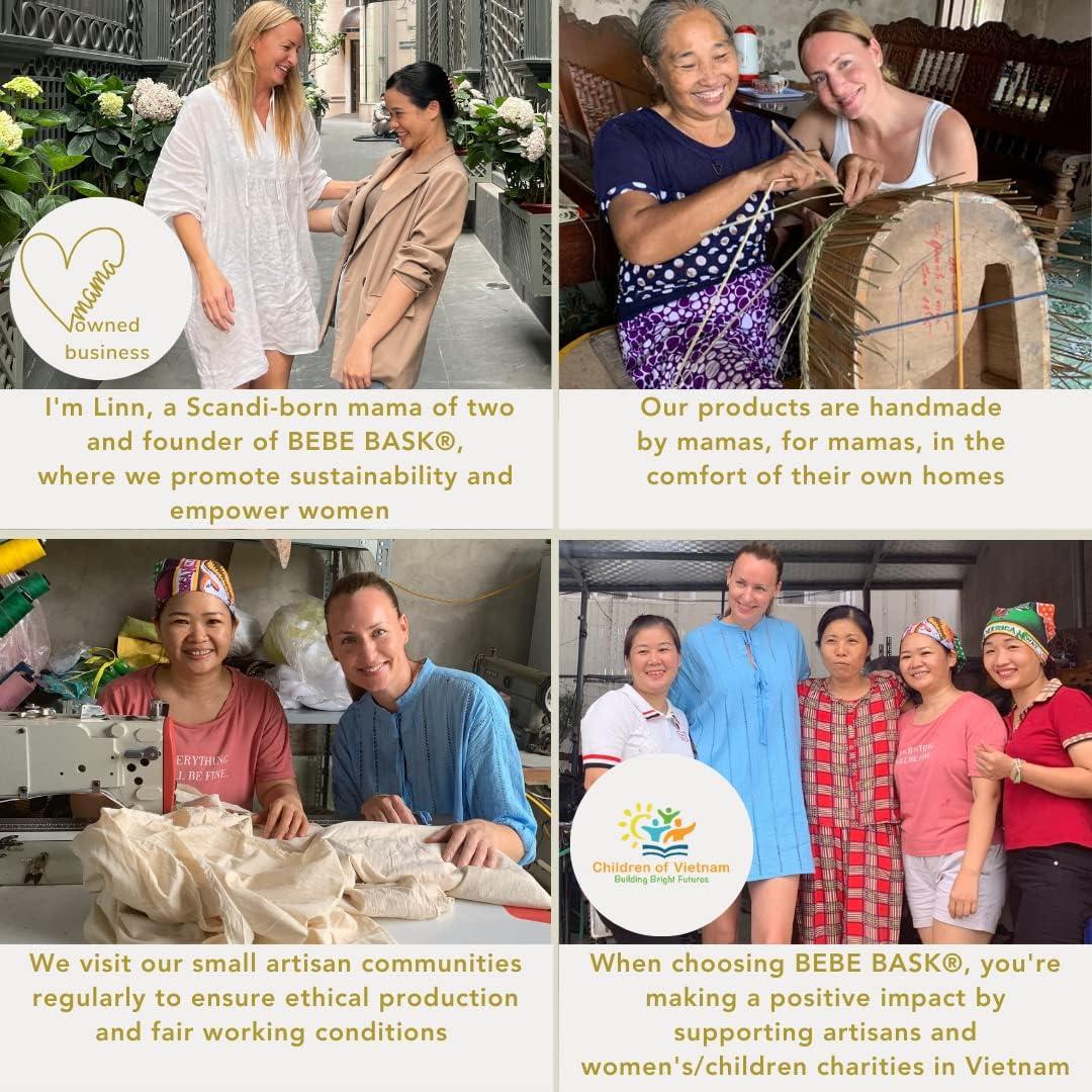 Cesta Organizadora de Pañales Rosa Pálido BEBE BASK - Hecha a Mano