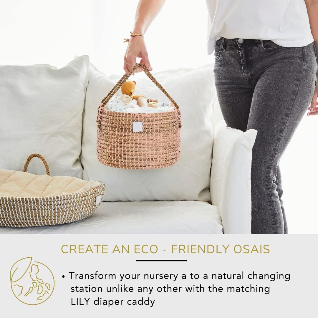 Cesta Organizadora de Pañales Rosa Pálido BEBE BASK - Hecha a Mano