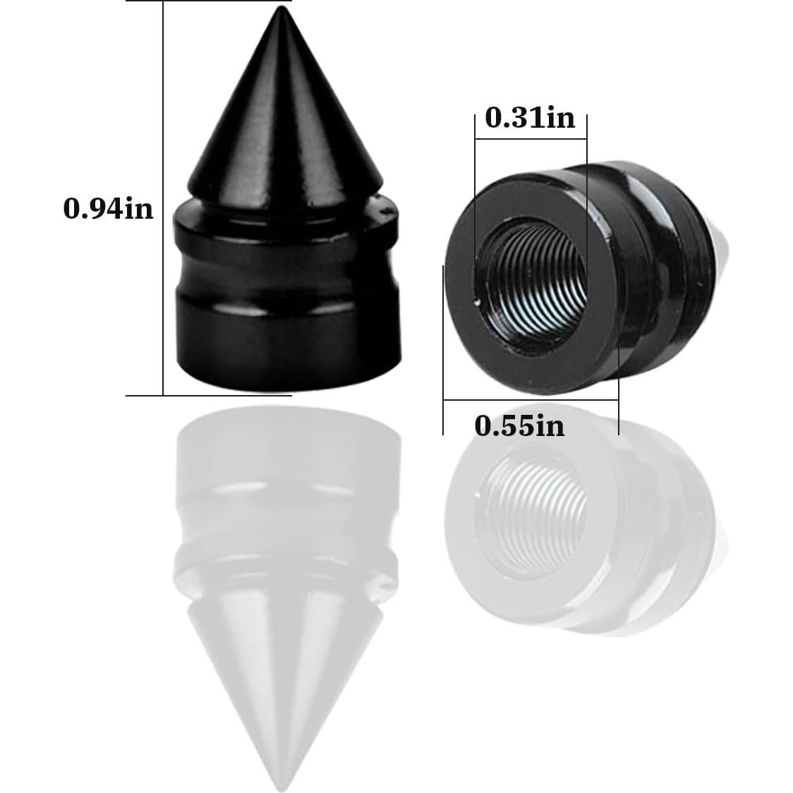 Tapas de Válvula de Neumático Osilly - Paquete de 8 Aluminio Negro