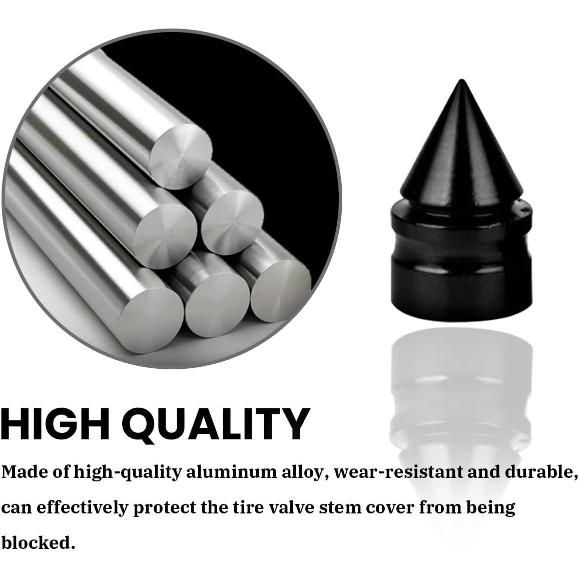 Tapas de Válvula de Neumático Osilly - Paquete de 8 Aluminio Negro