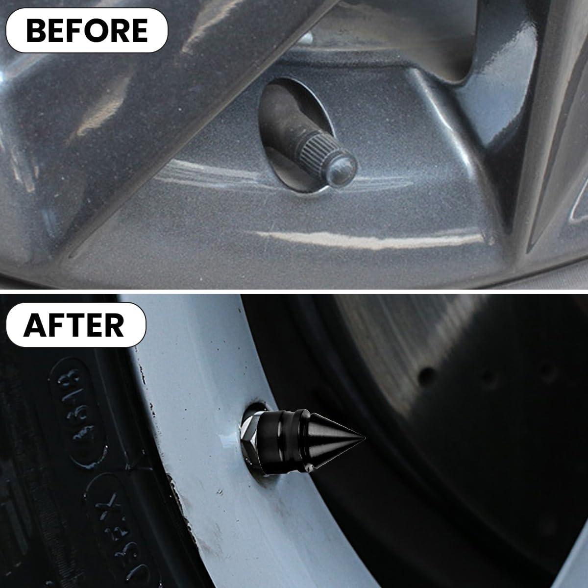 Tapas de Válvula de Neumático Osilly - Paquete de 8 Aluminio Negro